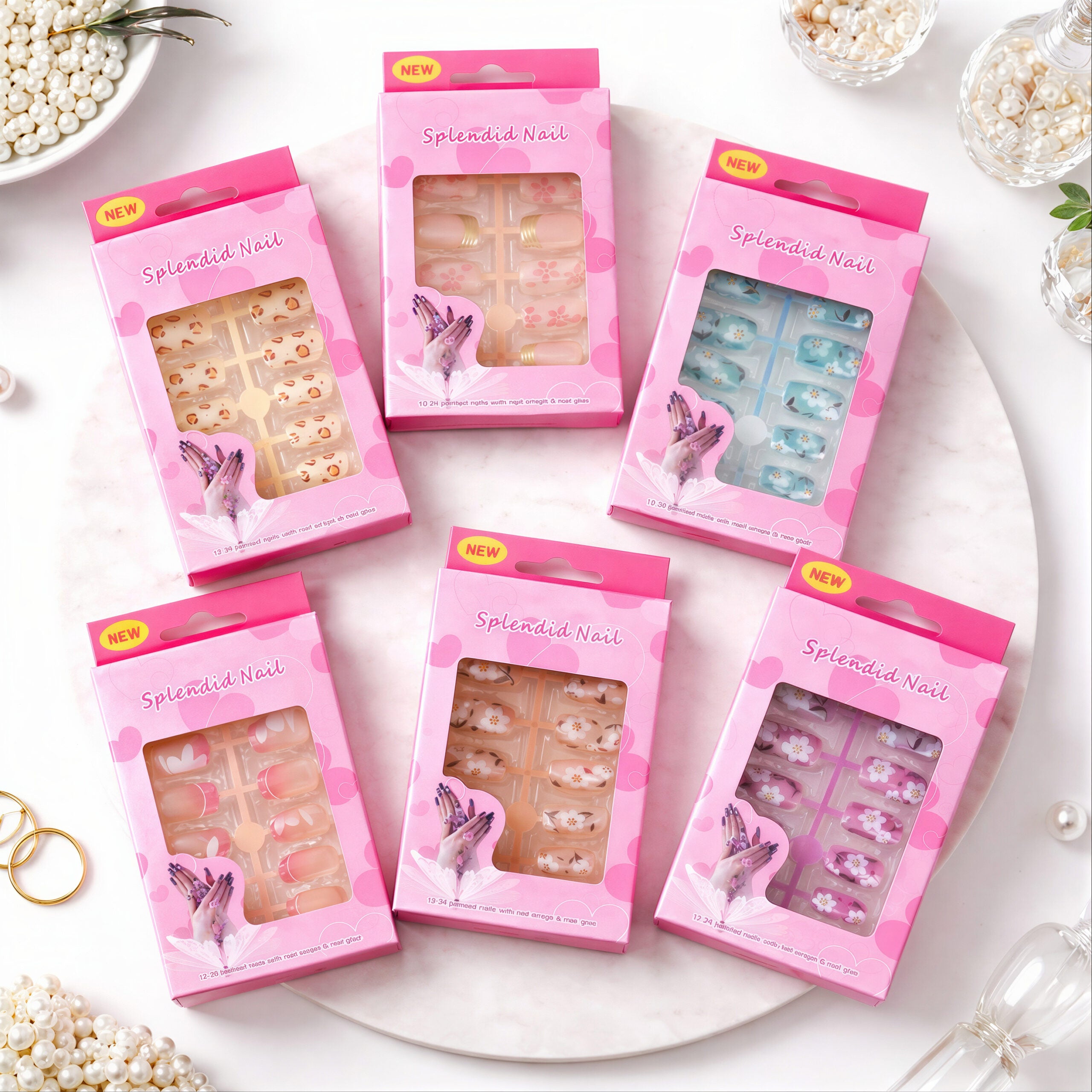 Unghii False 12/set, Aplicare Rapidă cu Bandă Adezivă, Diferite Modele Engros