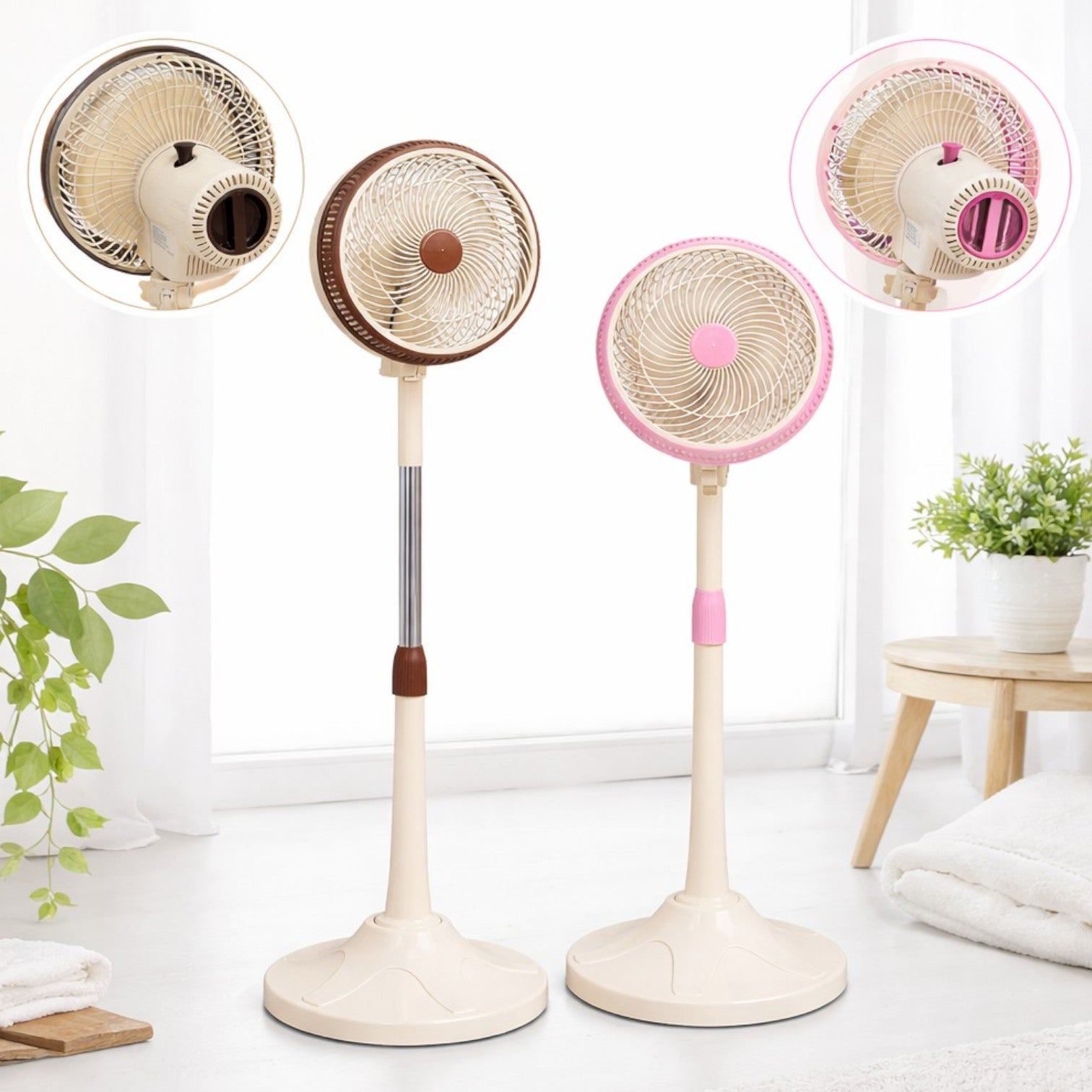 Ventilator cu Picior 95cm din Plastic, Reglabil pe Înălțime, cu Funcție Oscilație Diferite Culori Engros