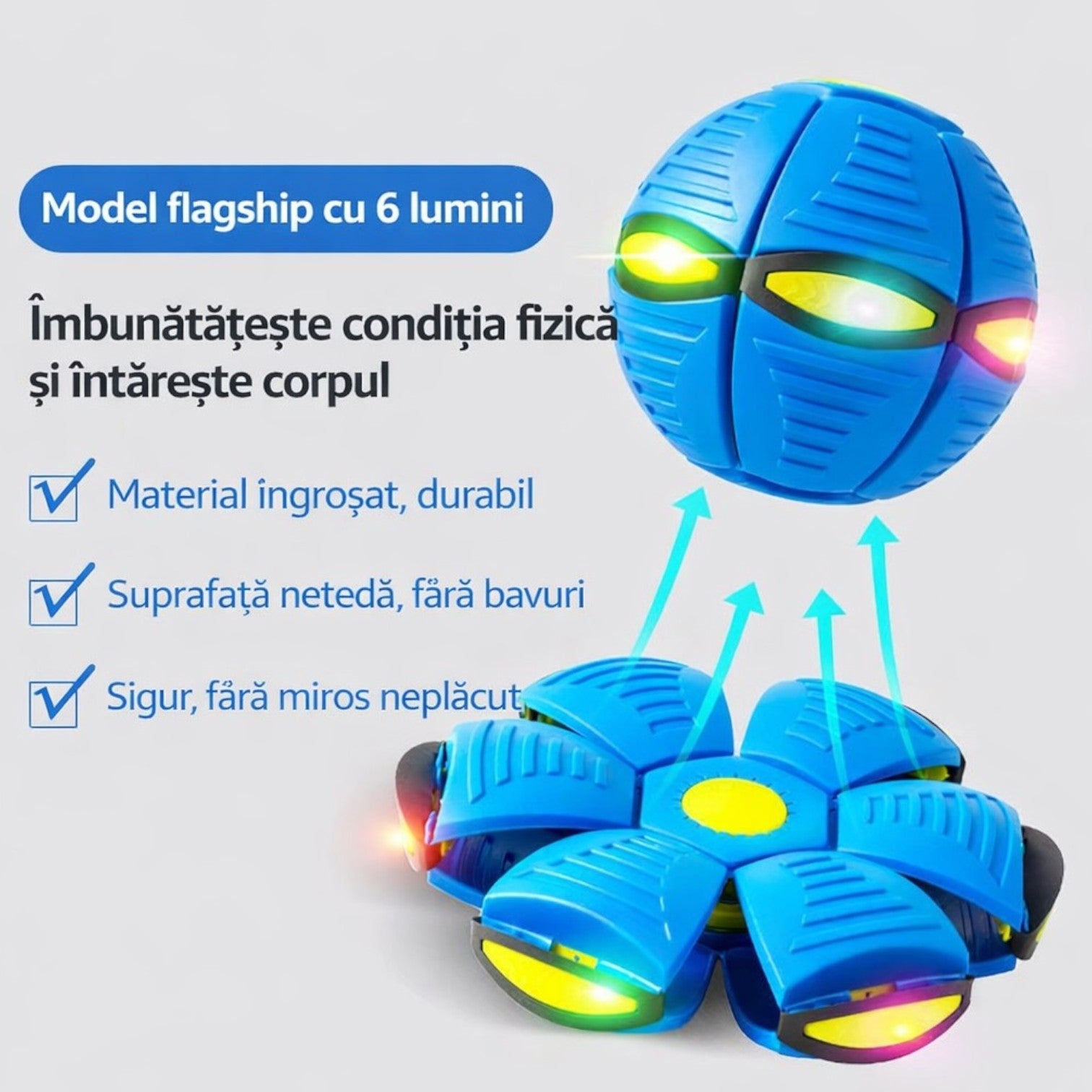 Minge Transformabilă în Disc Frisbee, cu LED Multicolor, 14-22.5cm Diferite Culori Engros