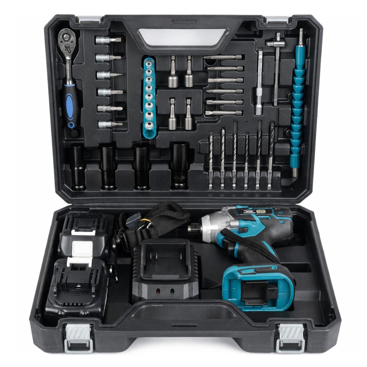 Cheie De Impact si Insurubat 380 Nm, cu 30 Accesorii Incluse si 2 Acumulatori 48V, Trusa Inclusa Engros