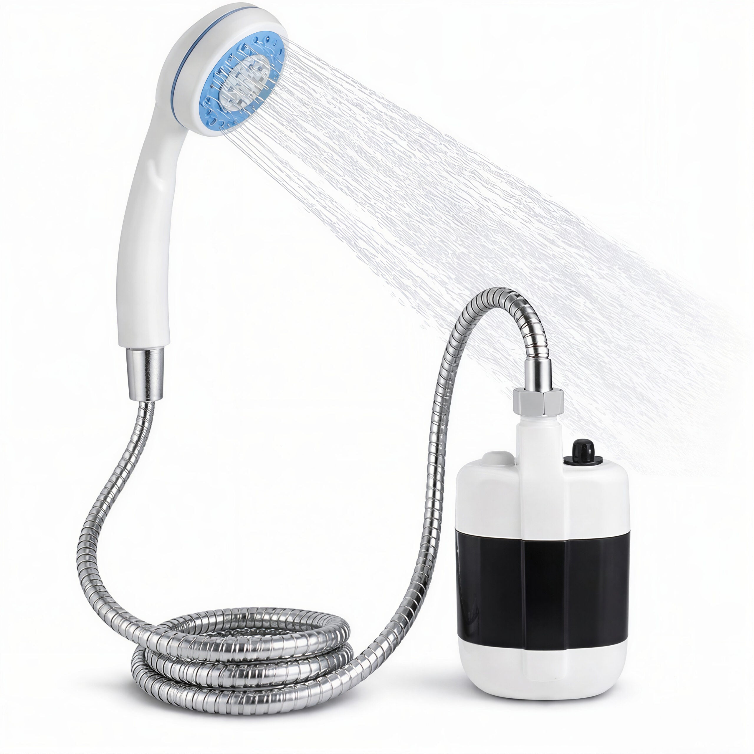 Duș Portabil Camping cu Baterie 2200mAh, Încărcare USB, Furtun 1.5m, 2 Trepte Presiune, Debit 3–4L/min Engros