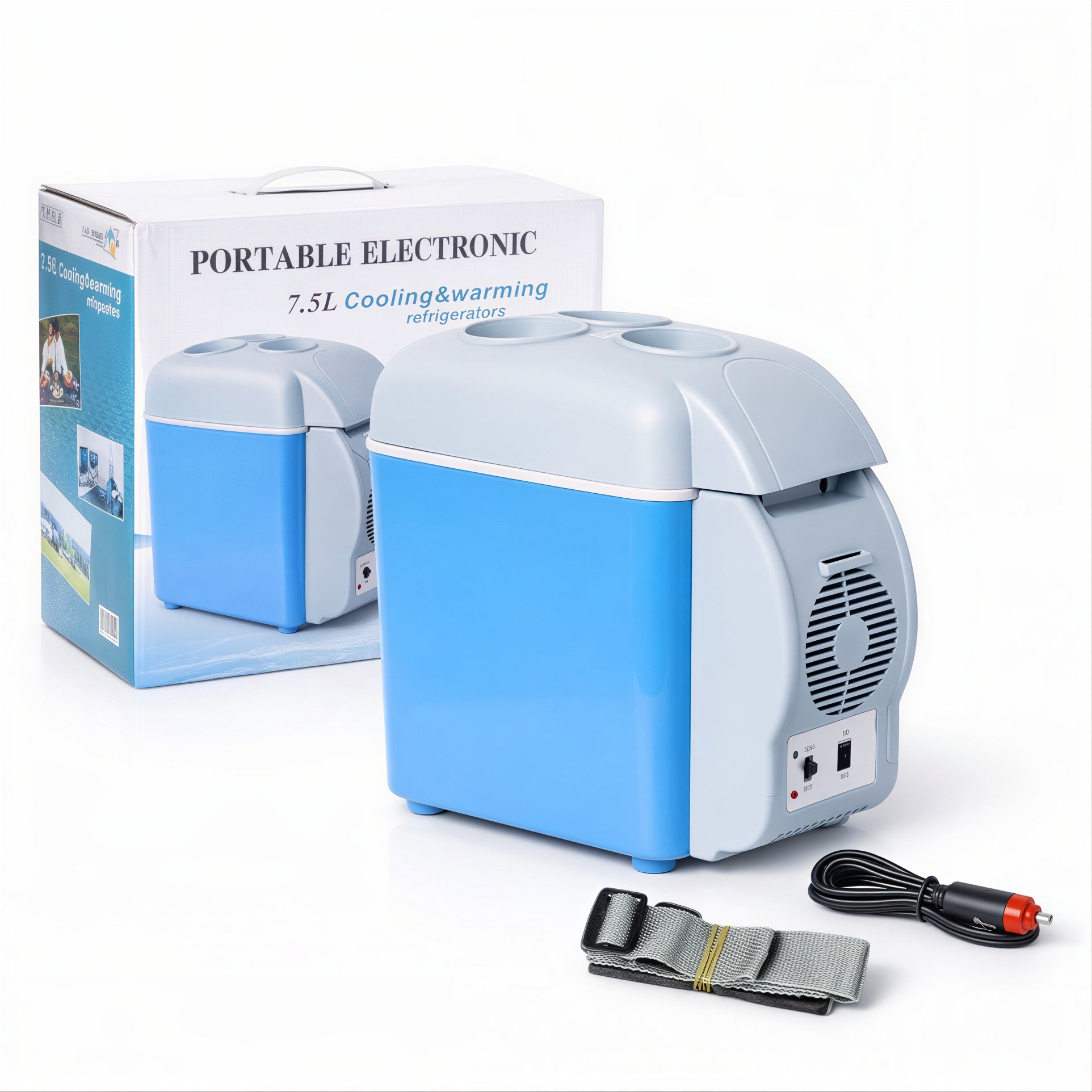 Mini Frigider Electric 2 în 1 Portabil 7.5L Funcție Răcire și Încălzire, 32.5x20.5x30cm cu Suport Băuturi Engros
