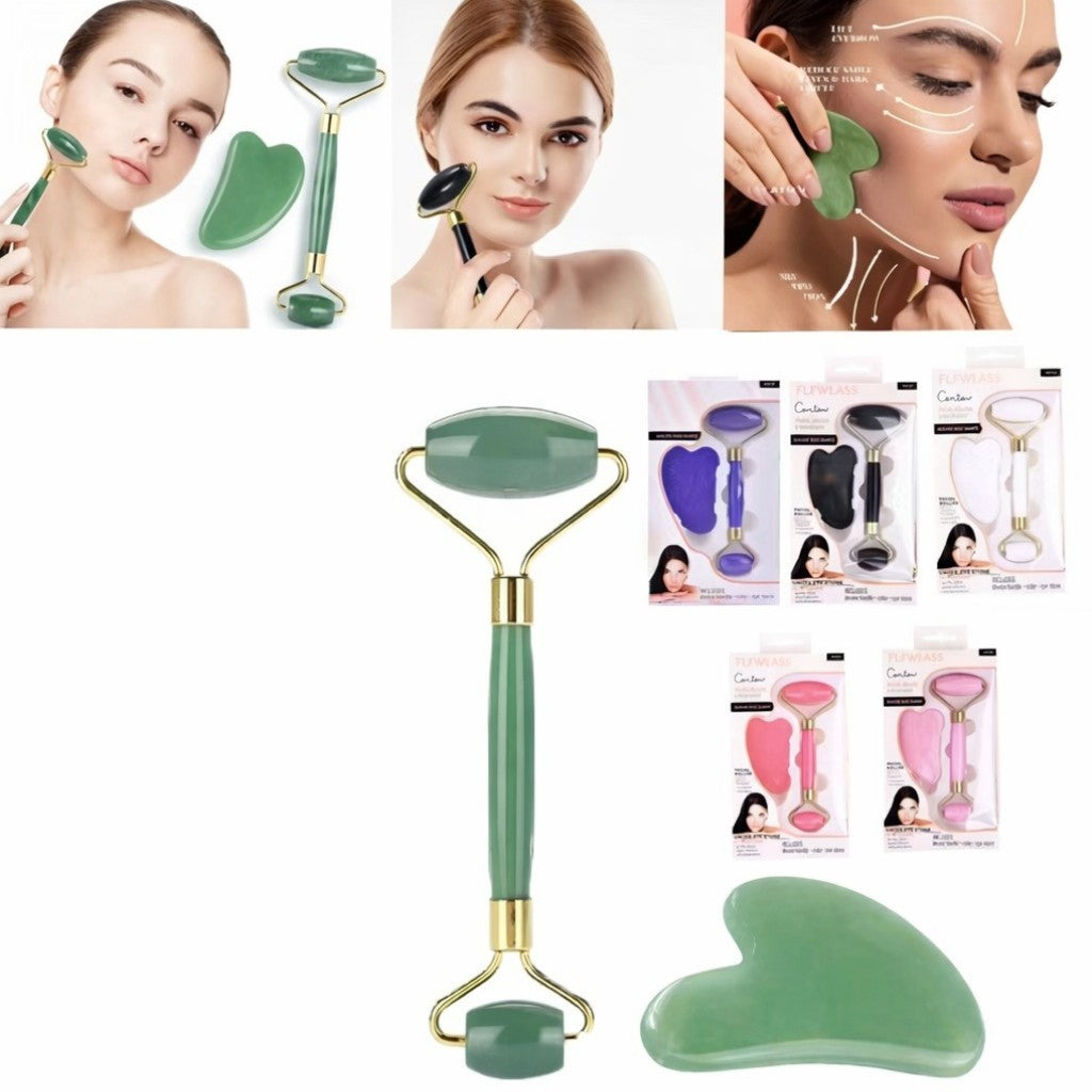 Rolă Facială și Gua Sha, pentru Masaj Facial, 14.5cm Diferite Culori Engros