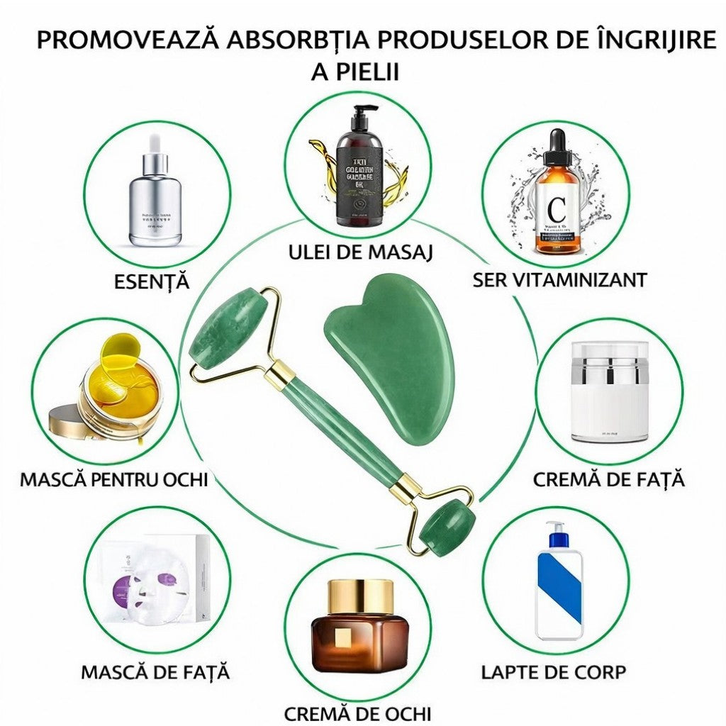 Rolă Facială și Gua Sha, pentru Masaj Facial, 14.5cm Diferite Culori Engros