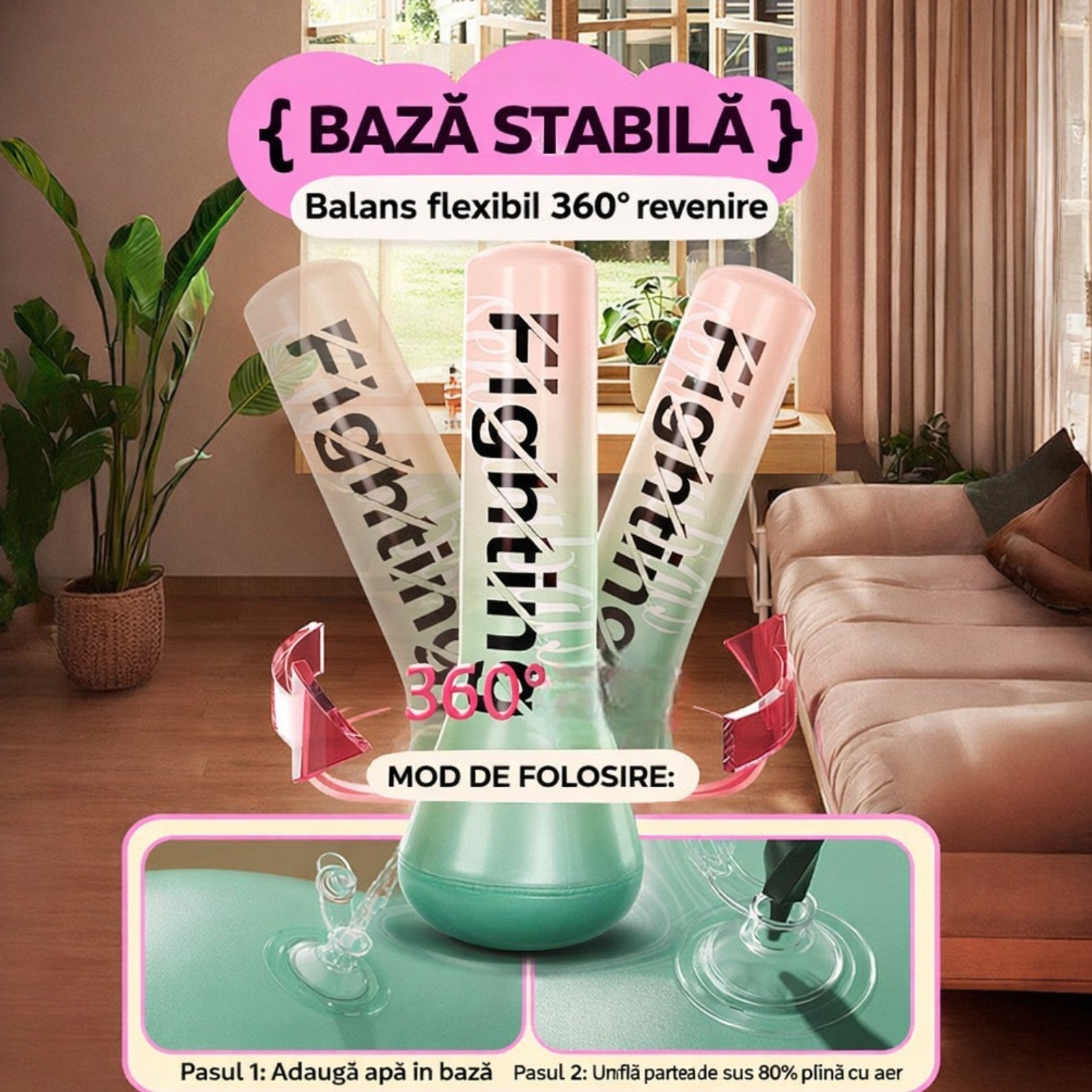 Sac de Box Gonflabil 120cm, din PVC cu Umplere cu Aer, Apă sau Nisip Diferite Culori Engros
