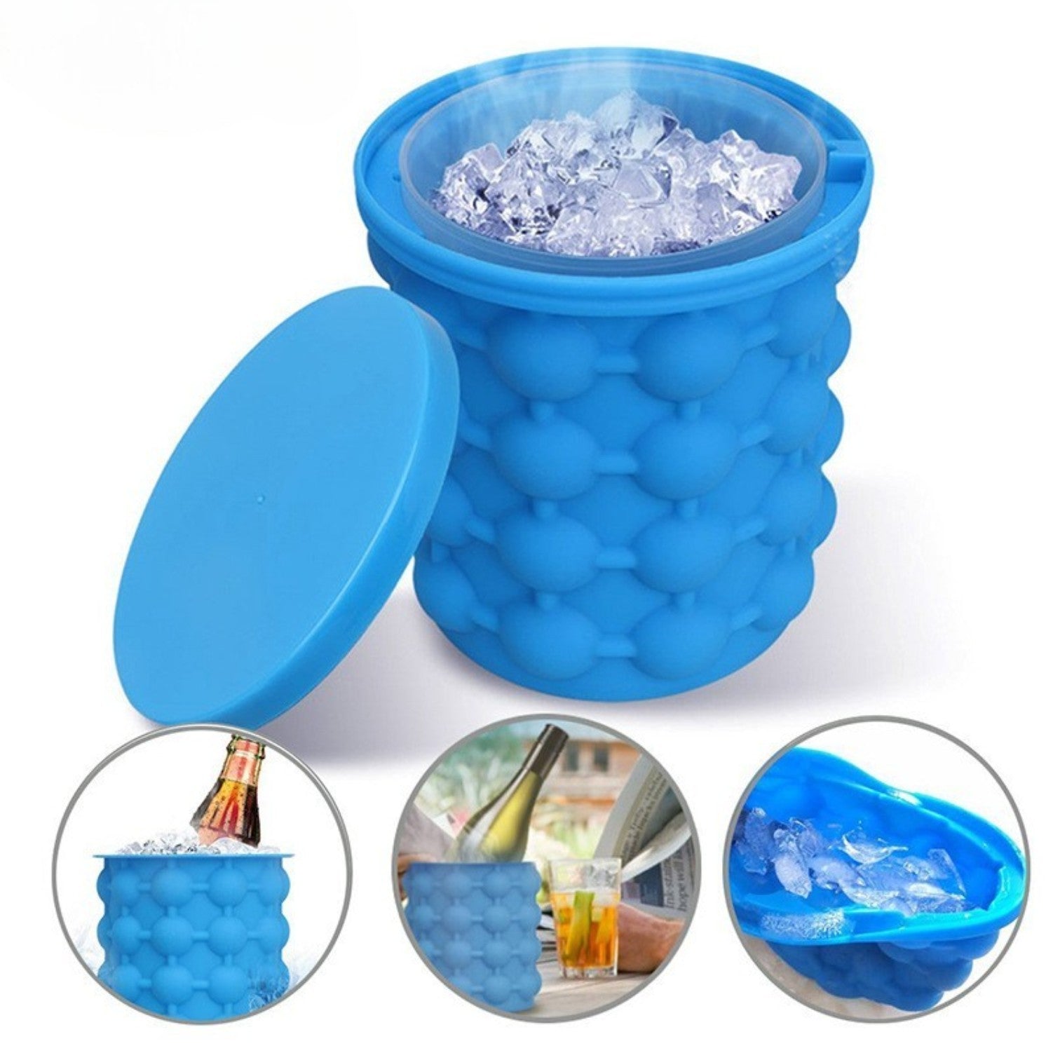 Frapieră pentru Gheață cu Formă pentru Cuburi, 14x12cm, din Silicon cu Capac Engros