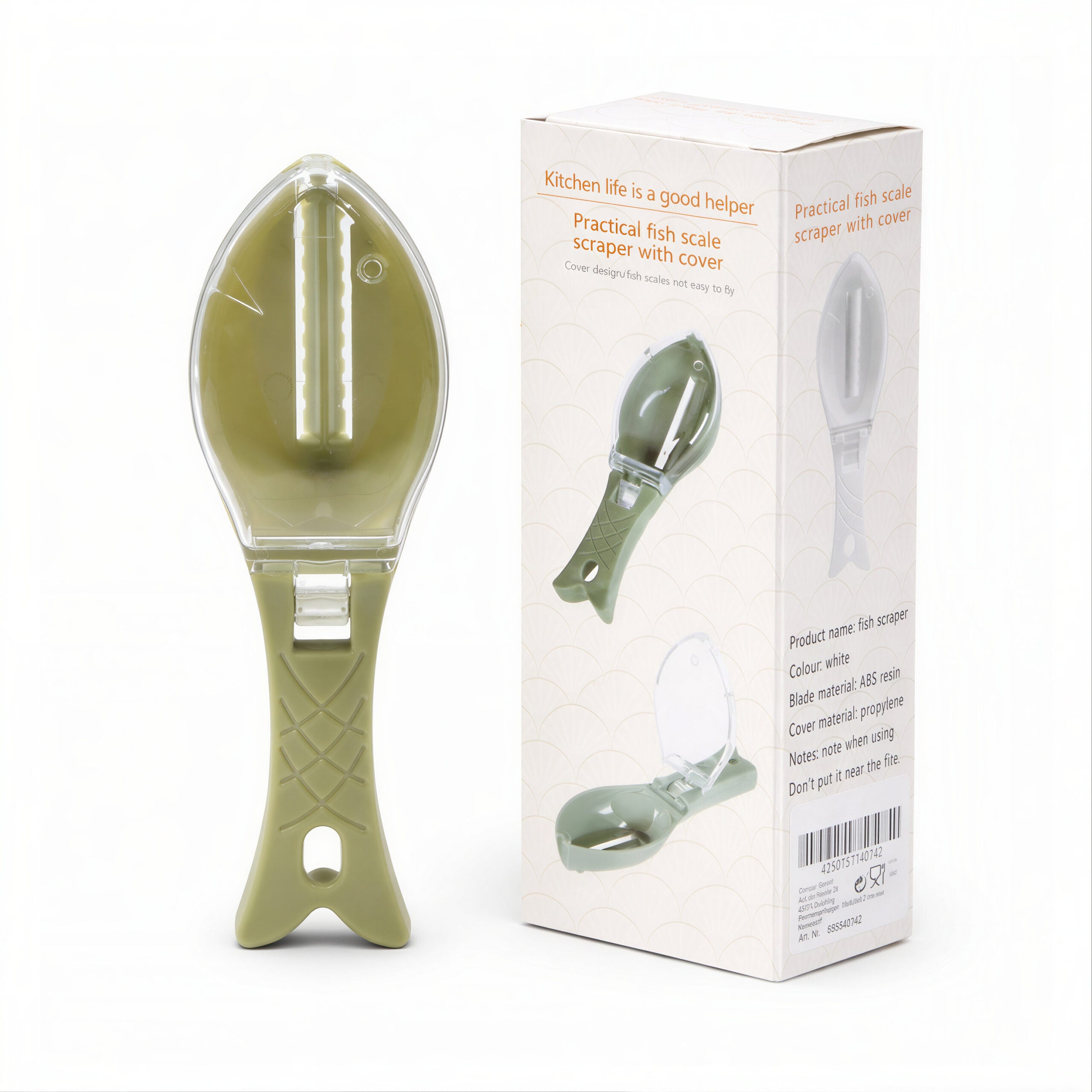 Curățător Solzi Pește 16cm cu Capac Colector, Mâner Antiderapant, din Plastic Engros