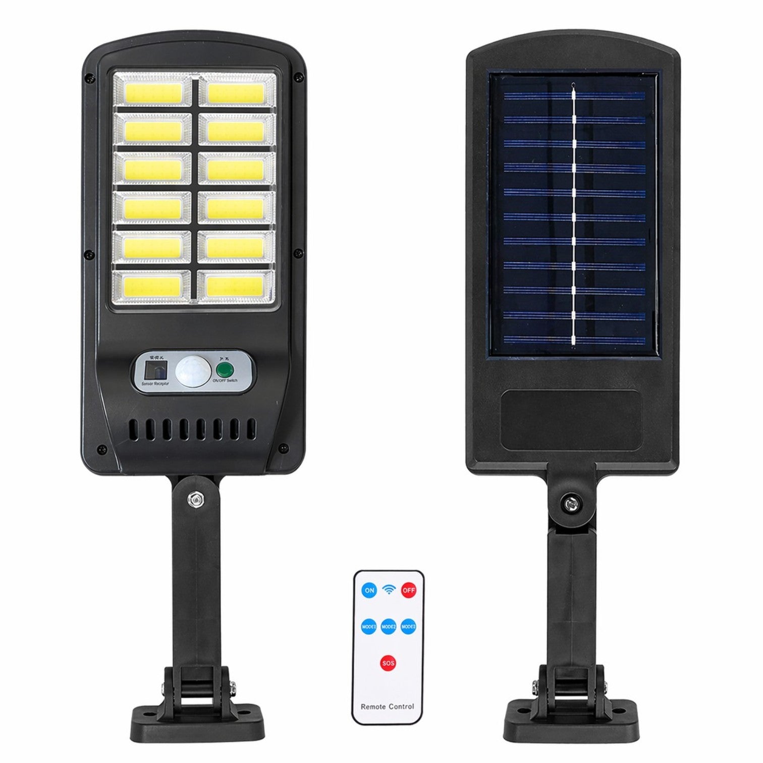 Lampă Stradala Solara LED 19.5×10cm, cu Panou Solar Integrat, Senzor de Mișcare și Telecomandă Engros