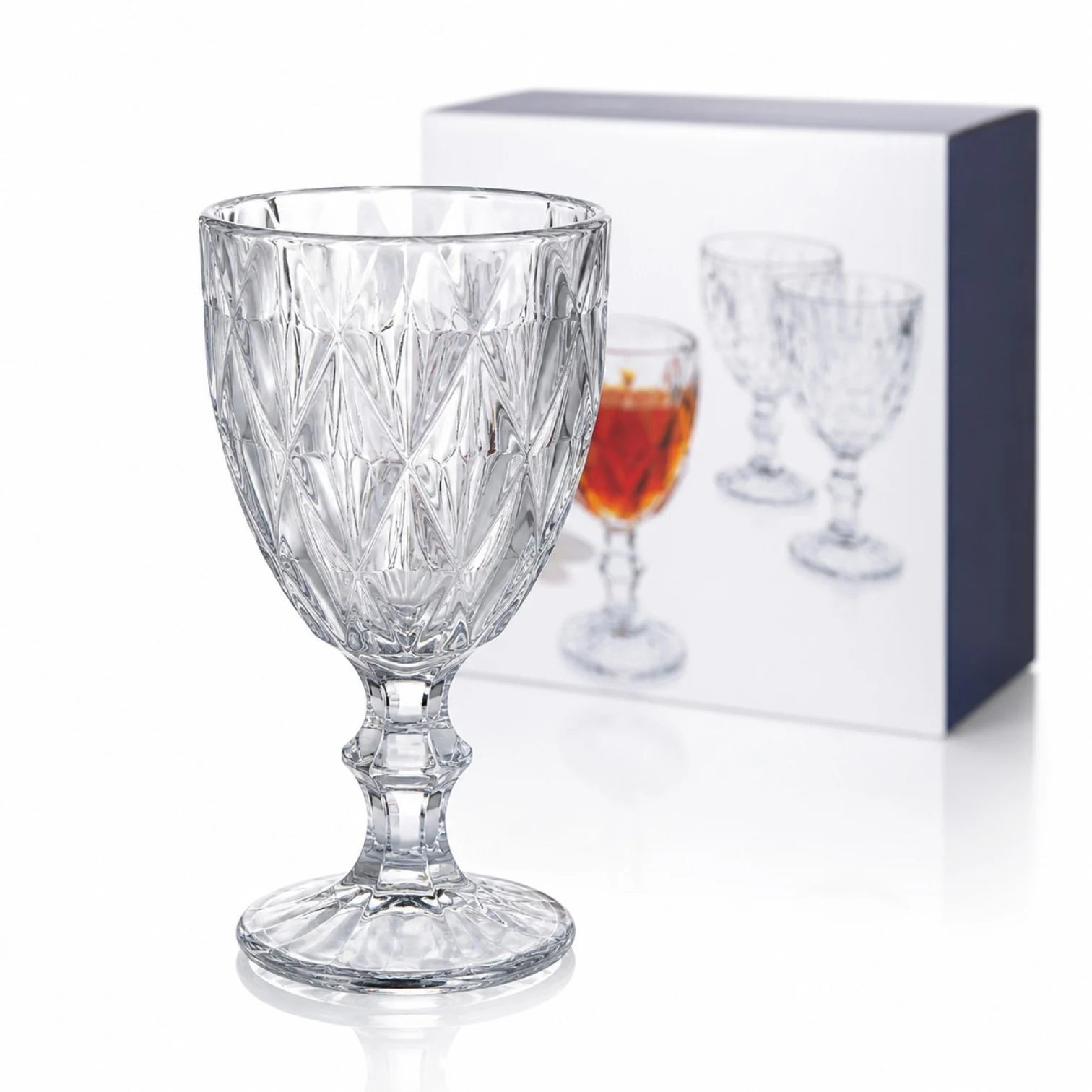 Pahar din Sticlă 6/set, cu Picior 17cm, Model Cristal Engros