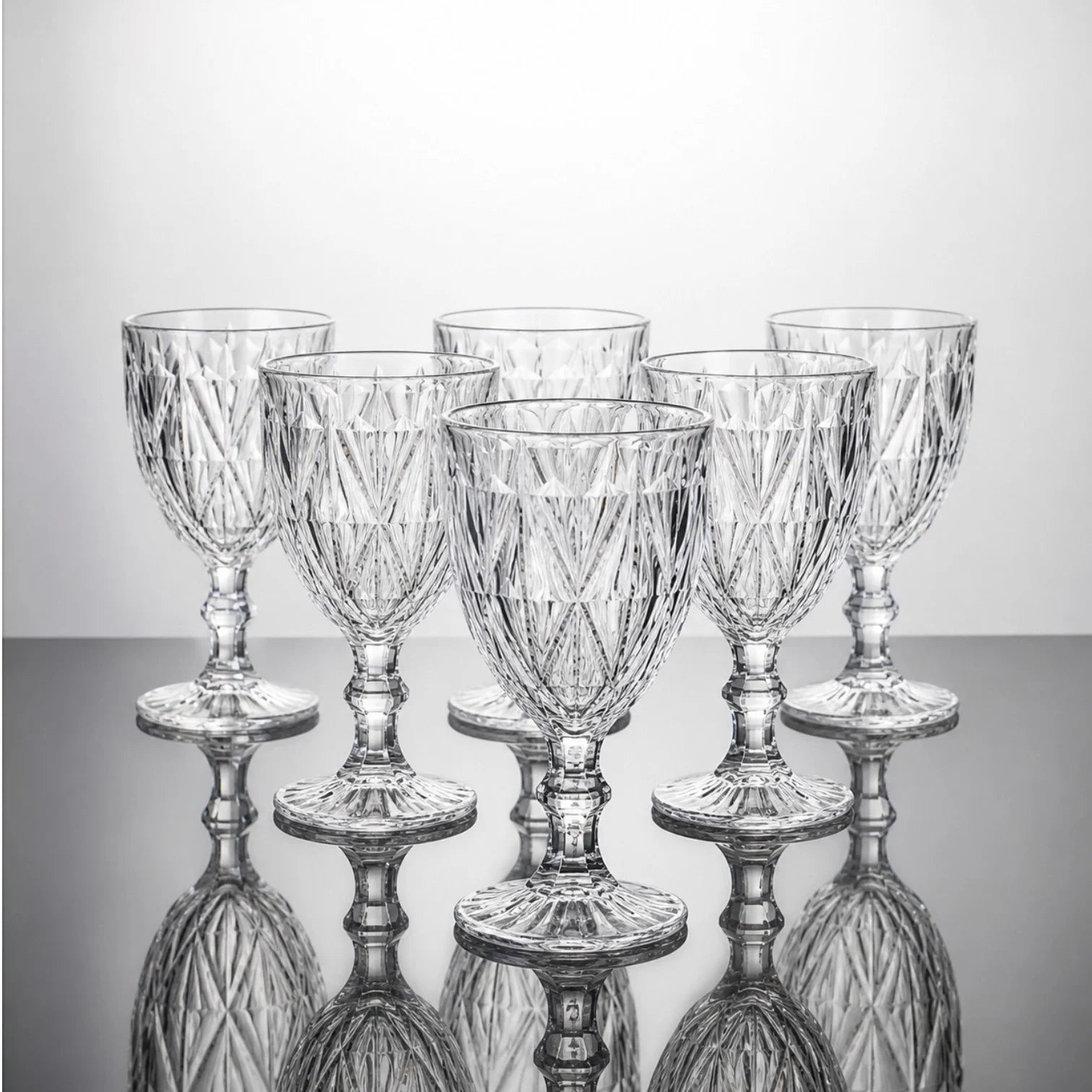 Pahar din Sticlă 6/set, cu Picior 17cm, Model Cristal Engros