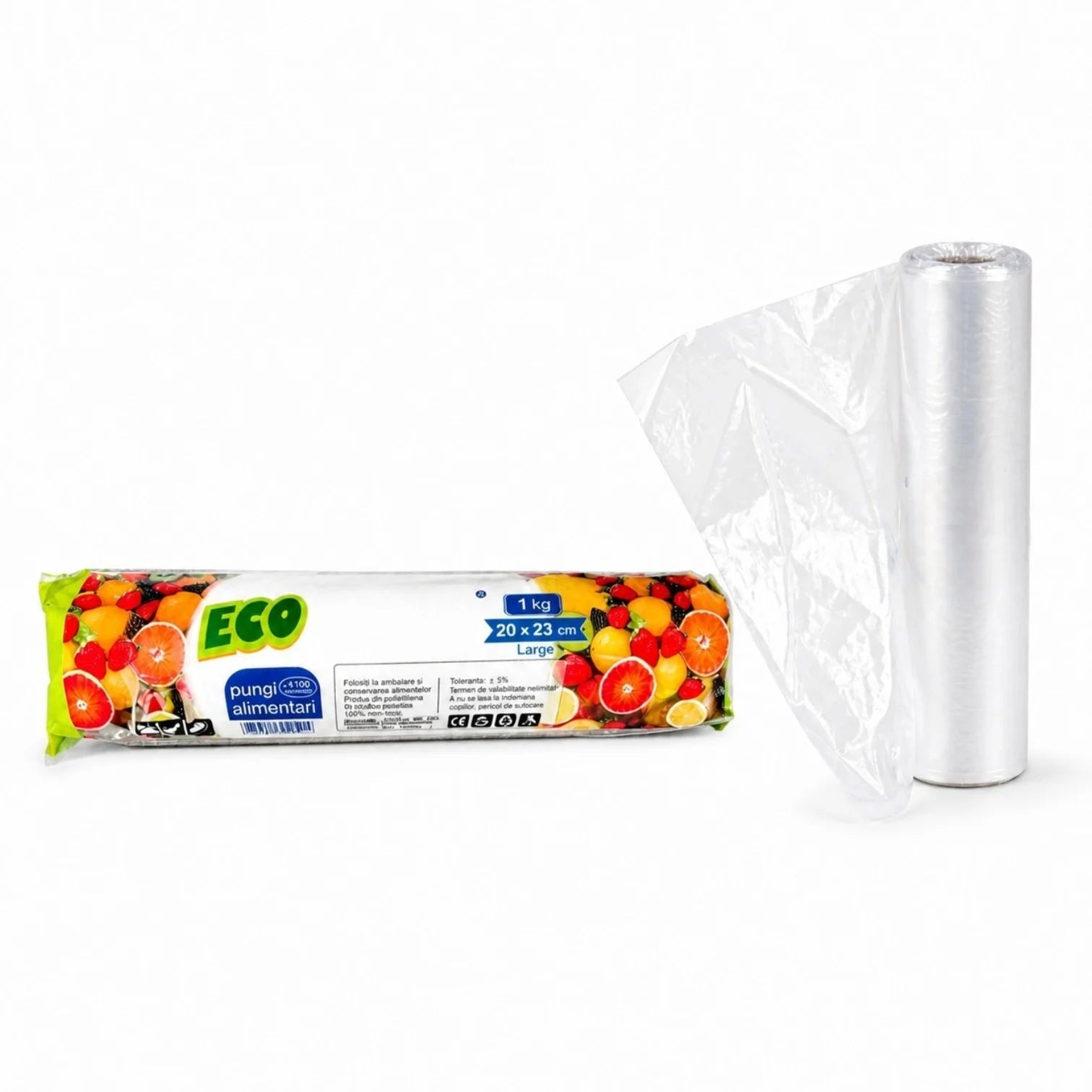 Rola de Pungi Alimentare 1kg, Eco 250buc, Transparente 20x23cm Engros