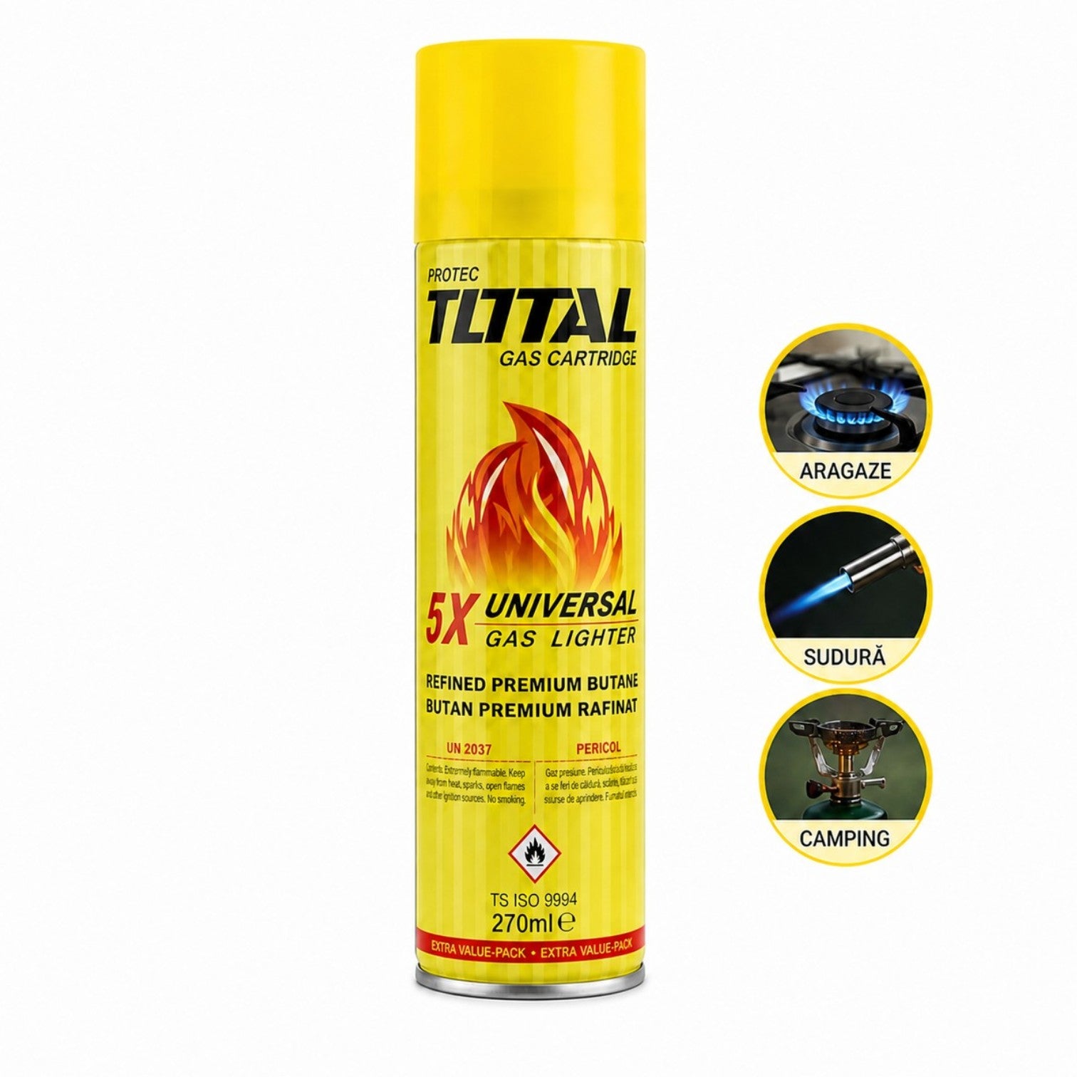 Butelie Gaz 270ml, Universală 4/set, Tip Spray Engros