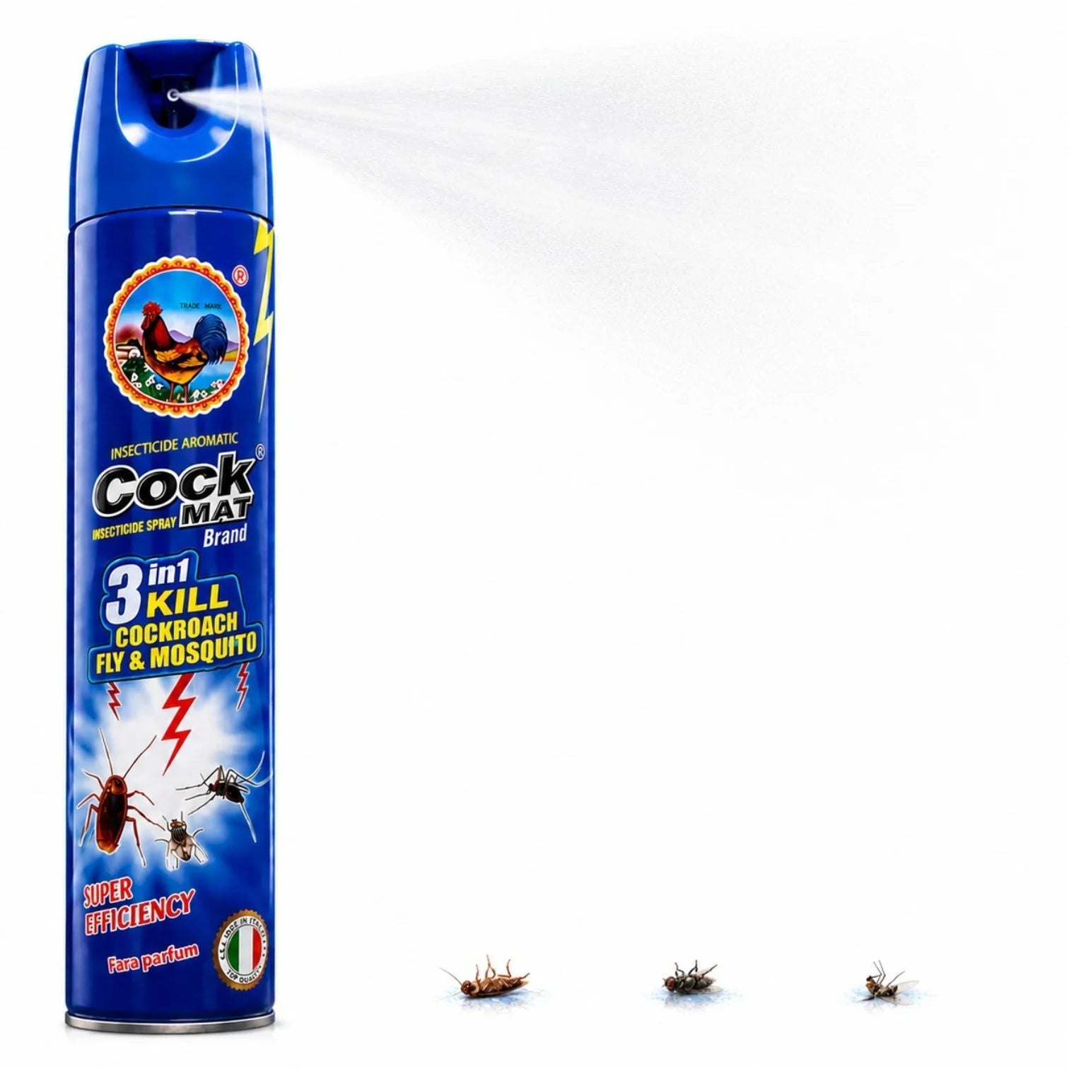Spray Anti-Insecte 400ml Cock Mat, 3 în 1 pentru Gândaci, Muște și Țânțari Engros