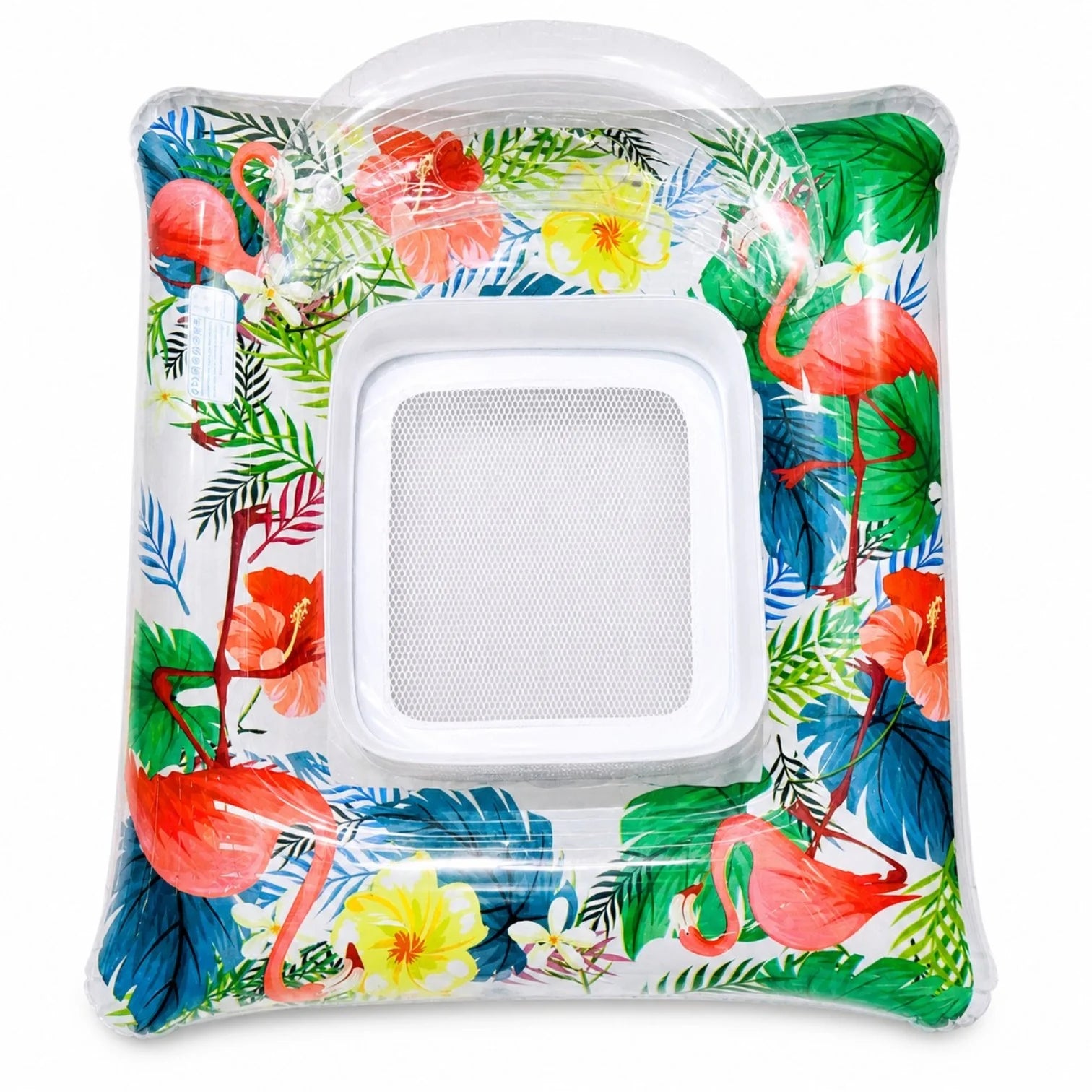 Saltea Gonflabila 110x100cm, Tip Scaun cu Spătar și Plasă, Model Tropical, pentru Piscină, PVC Engros