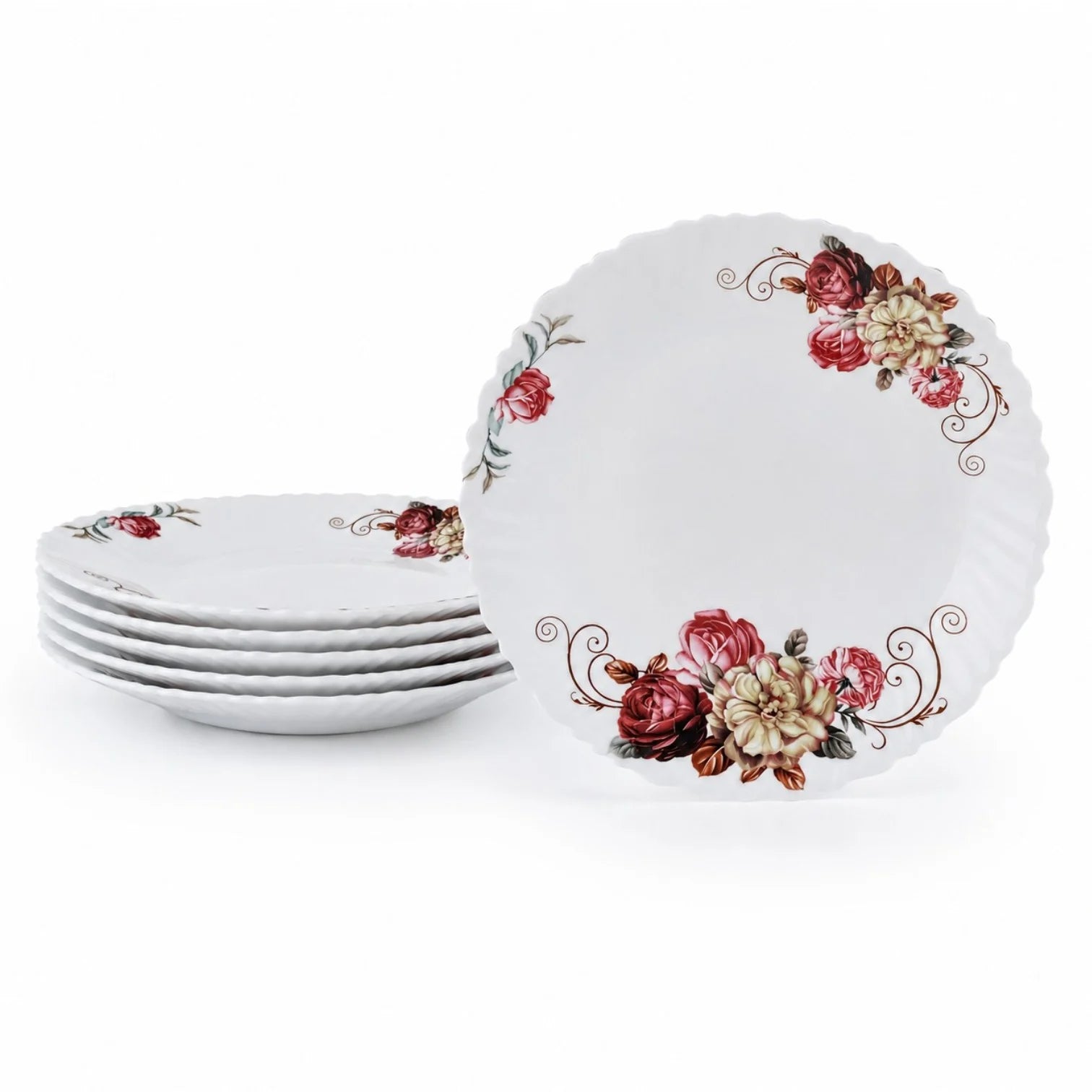 Farfurie din Opal 6/set, Model Floral 24cm Engros