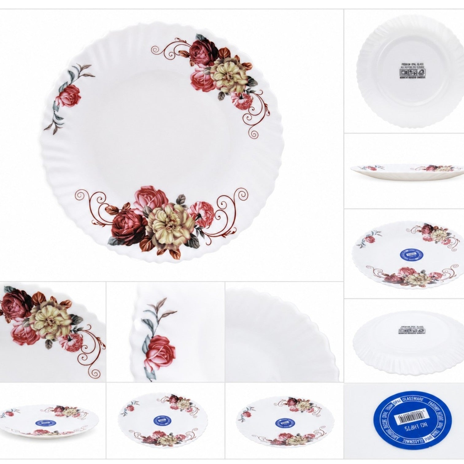 Farfurie din Opal 6/set, Model Floral 19cm Engros