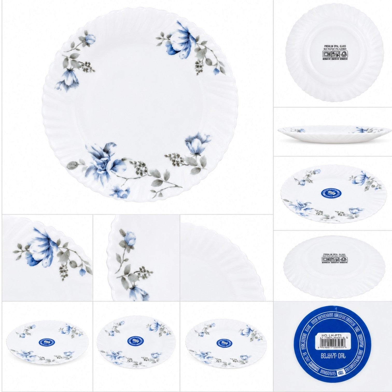Farfurie din Opal 6/set, Model Floral 19cm Engros