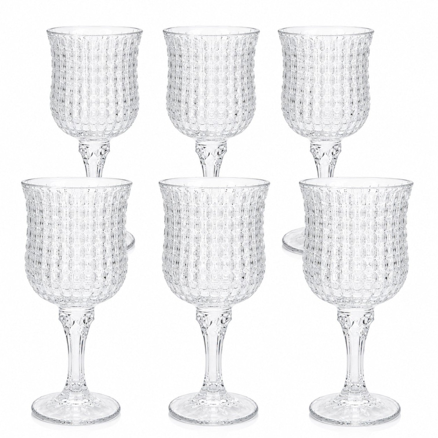 Pahar cu Picior 6/set din Sticla, 15.5cm, Model Cristal, Transparent Engros
