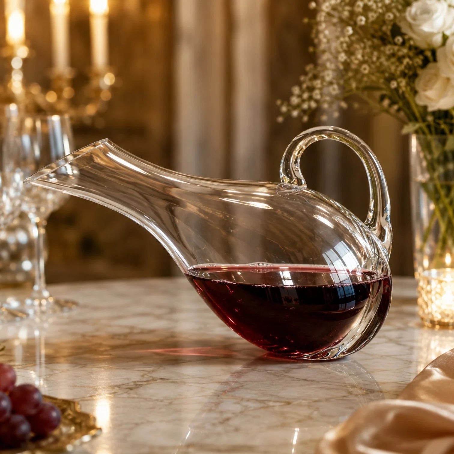 Decantor din Sticla, 32cm cu Maner pentru Vin Engros
