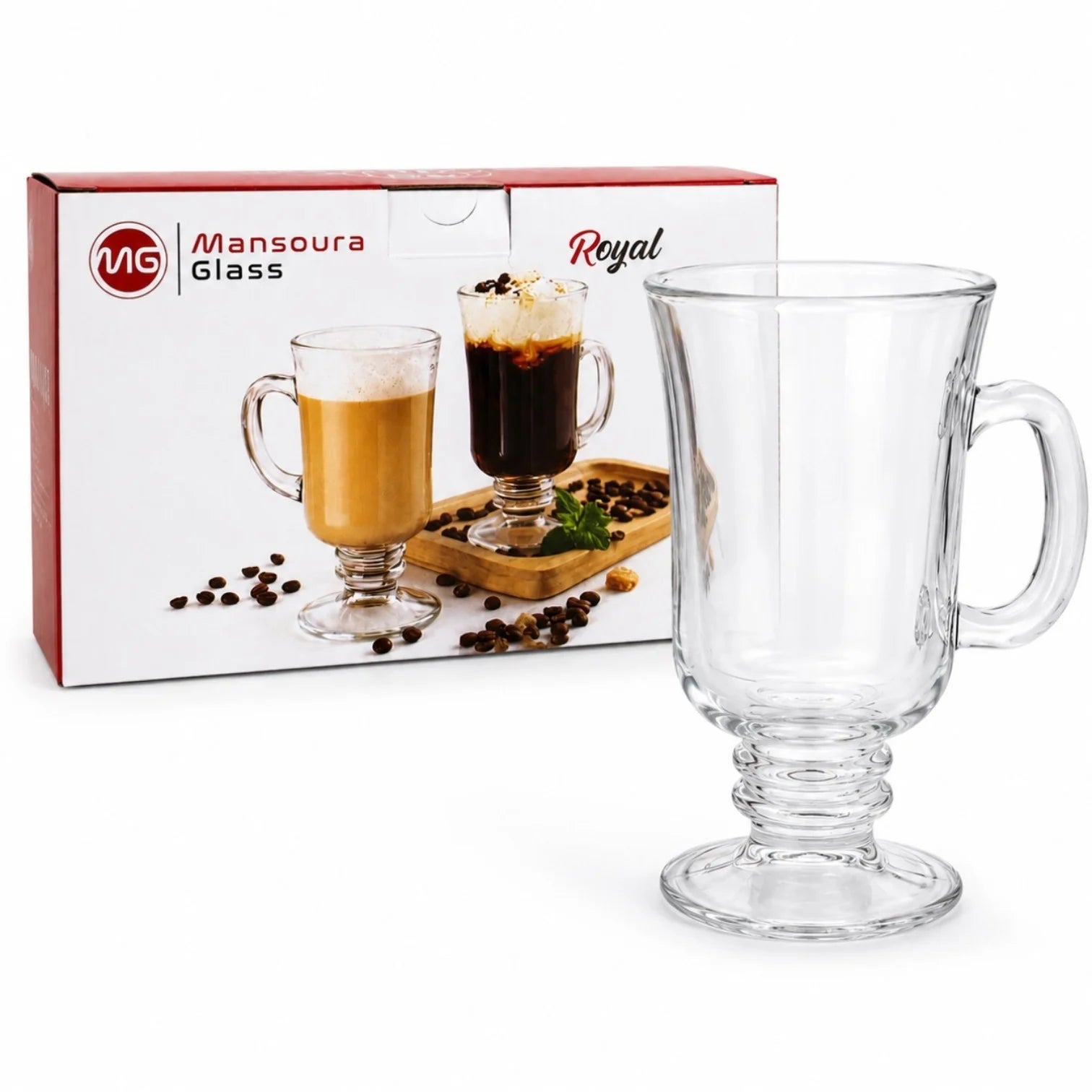 Pahar cu Picior 6/set, Tip Cană 13.5cm, din Sticlă cu Maner, Transparentă Engros