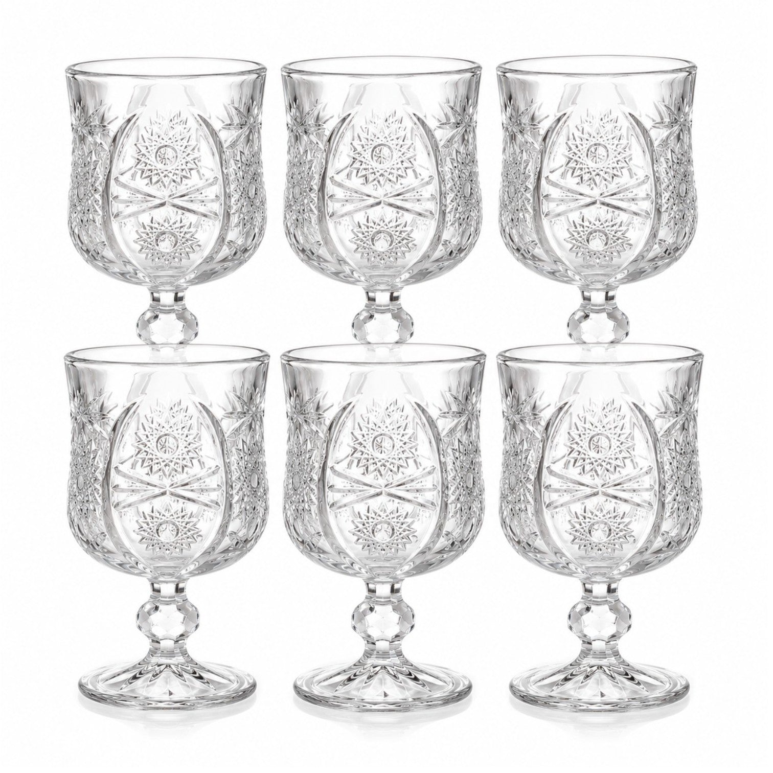Pahar cu Picior 6/set, din Sticlă 11.5x7cm, Model Cristal Transparent Engros