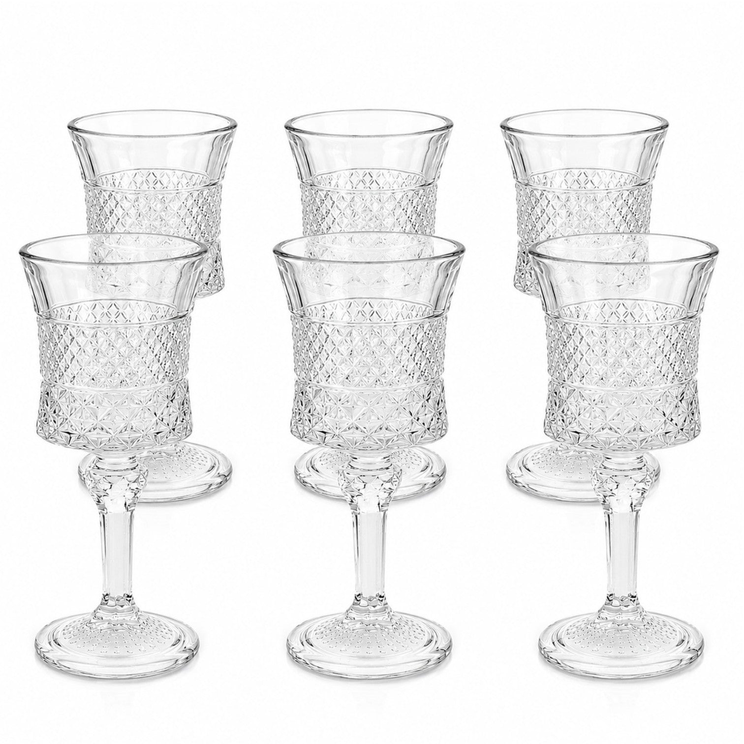 Pahar cu Picior 6/set, din Sticlă 15.5cm, Model Cristal, Transparent Engros