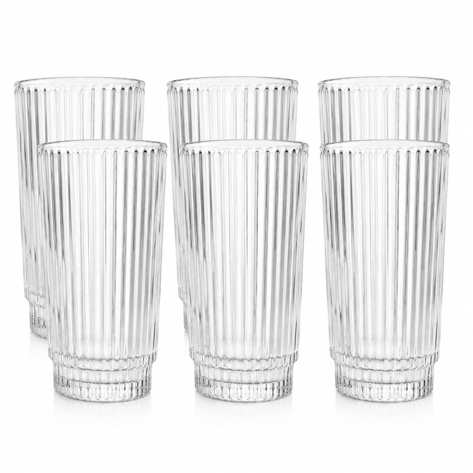Pahar din Sticlă 6/set, 12cm, Model Striat, Transparent Engros