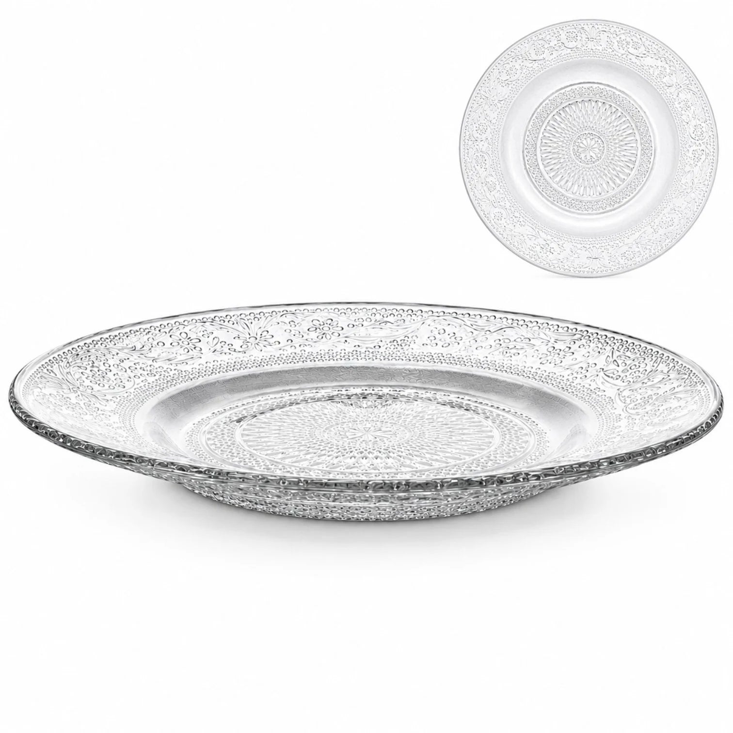 Farfurie din Sticlă 6/set, cu Model Cristal 18cm, Transparenta Engros