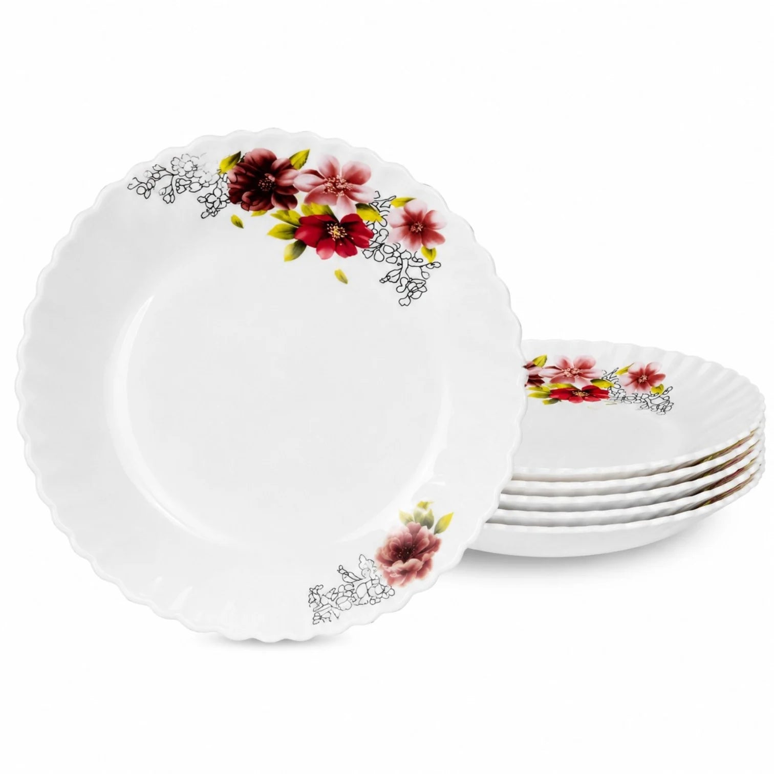 Farfurie Adânca 6/set, din Opal 29cm, Model Floral Engros