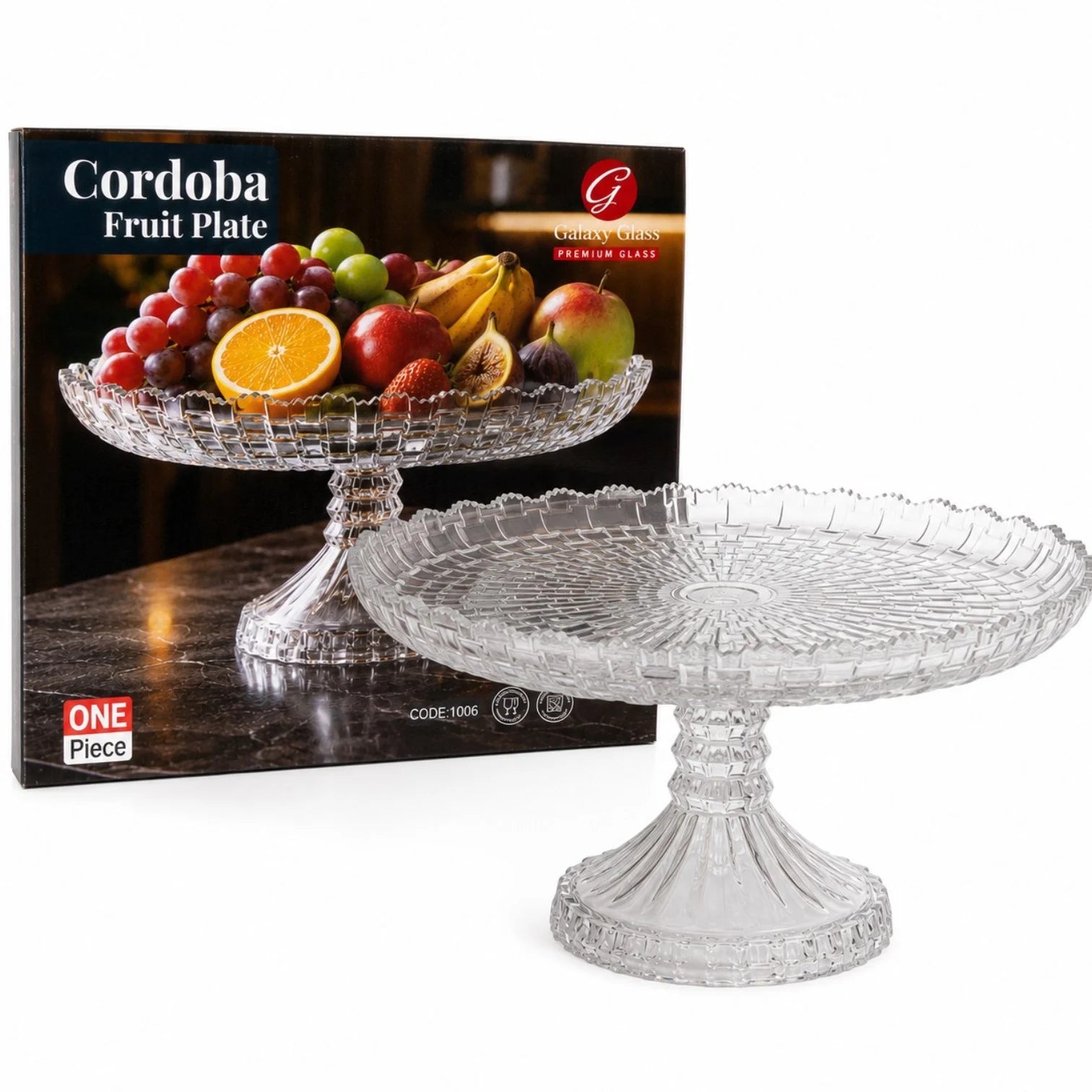 Fructiera din Sticlă cu Picior 30x15x12cm, Model Cristal Engros