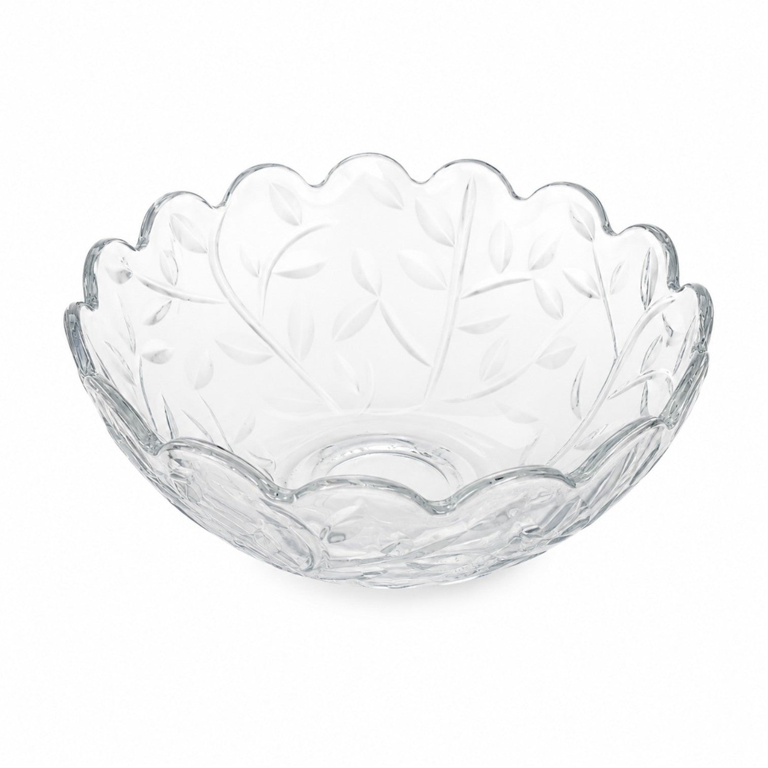 Bol din Sticlă 23x10cm, Model Cristal Floral, cu Margini Ondulate Engros