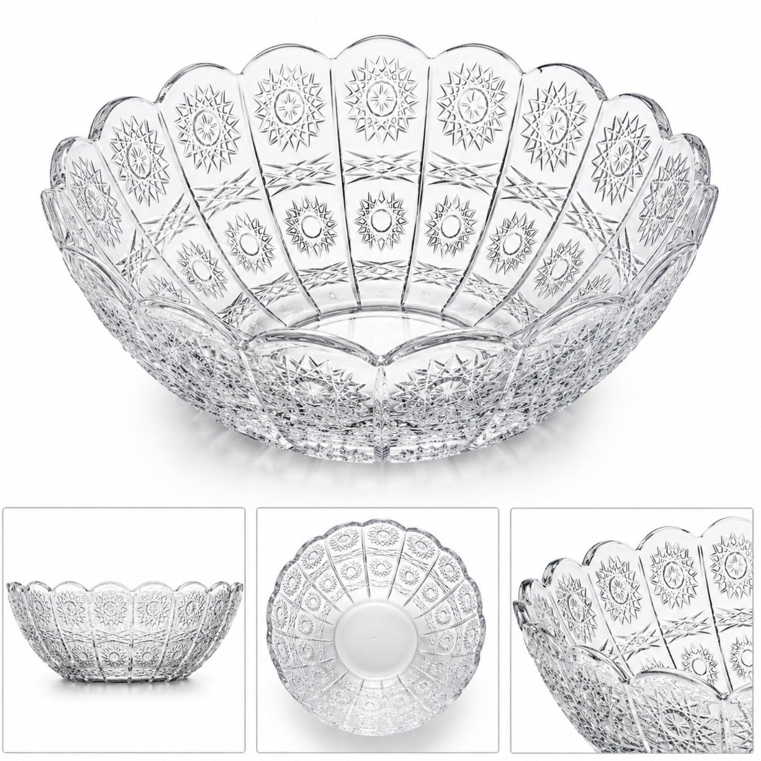 Bol din Sticlă 6/set, 12.5x5cm, Model Cristal Floral Engros