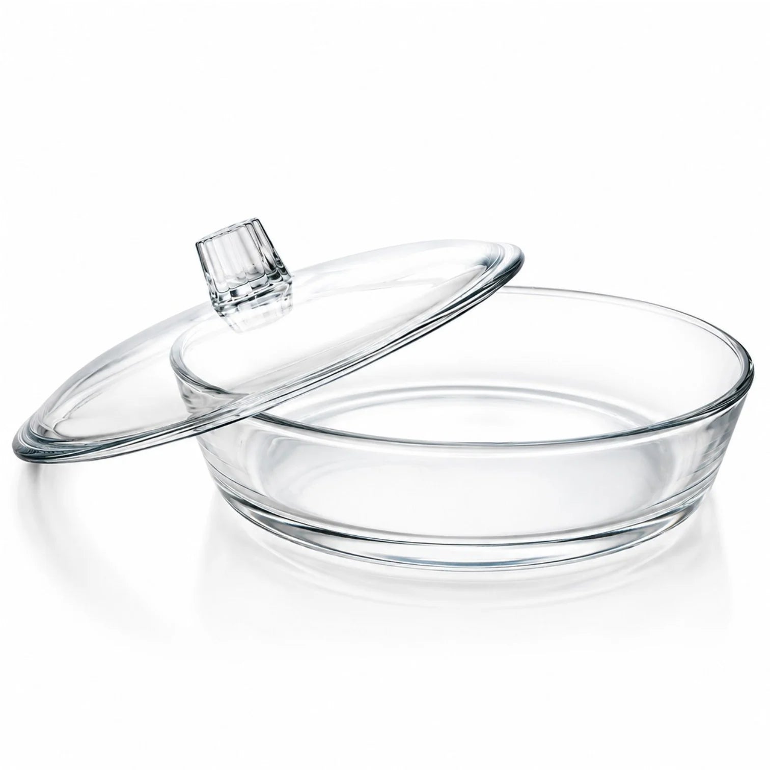 Vas Rotund din Sticla cu Capac, 23x6cm Transparent pentru Servire Engros
