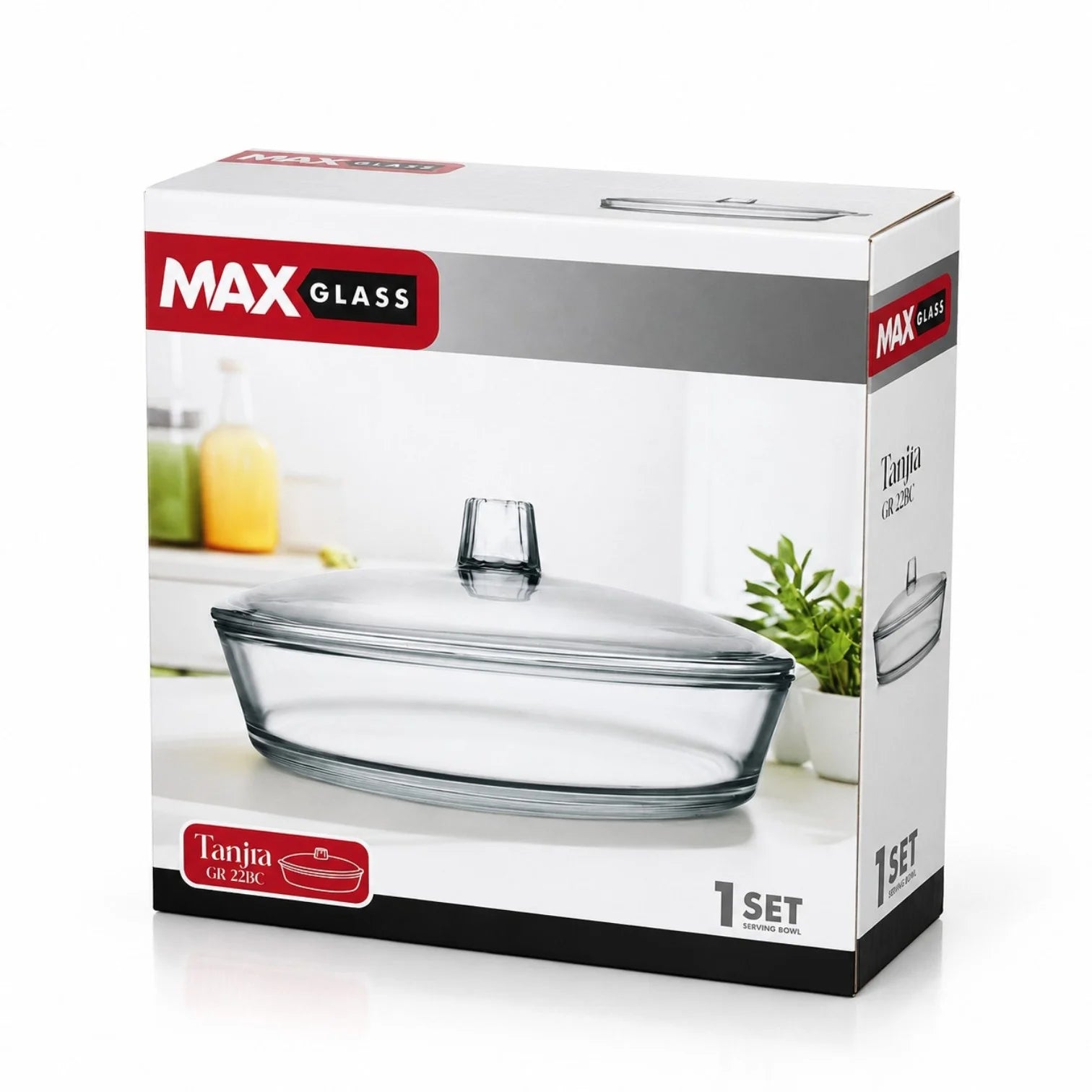 Vas Rotund din Sticla cu Capac, 23x6cm Transparent pentru Servire Engros