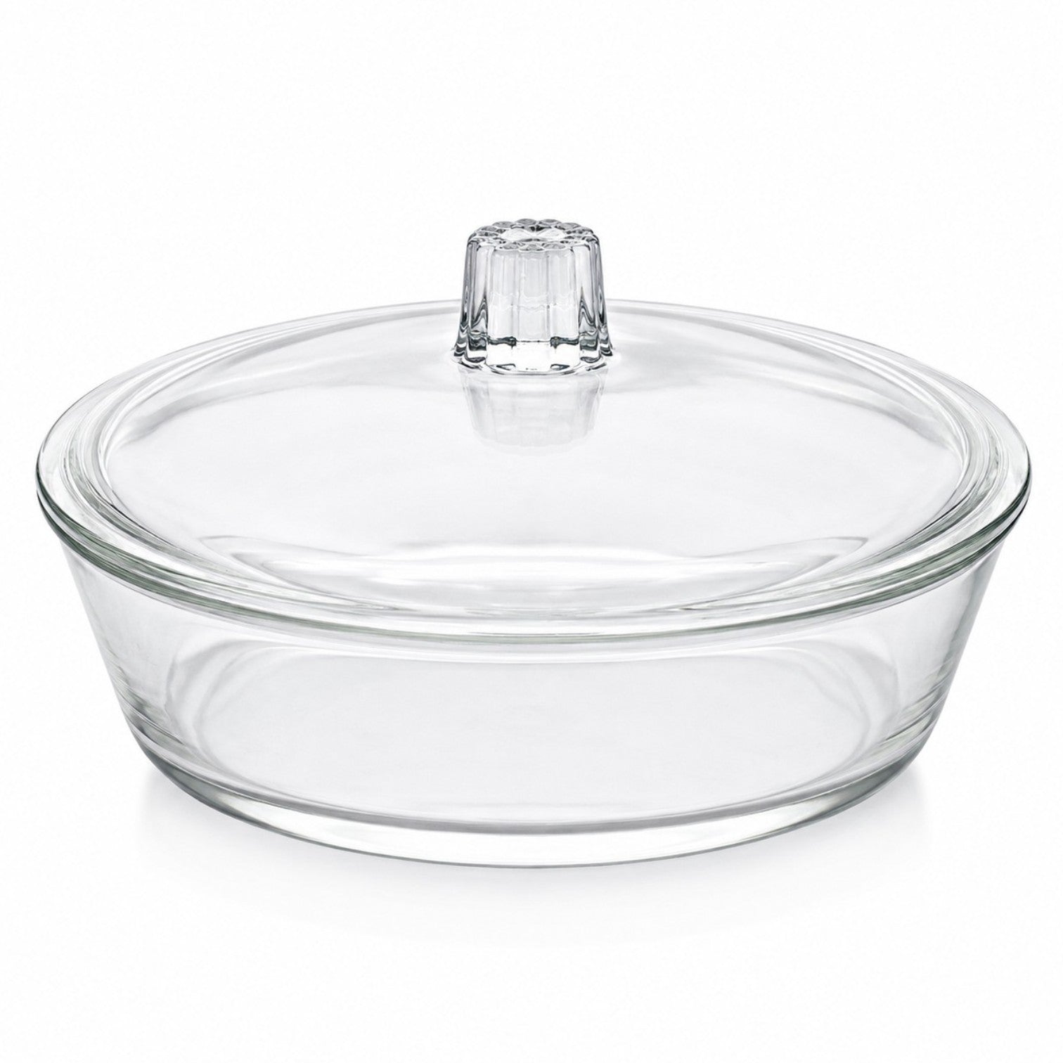 Vas Rotund din Sticla cu Capac, 23x6cm Transparent pentru Servire Engros