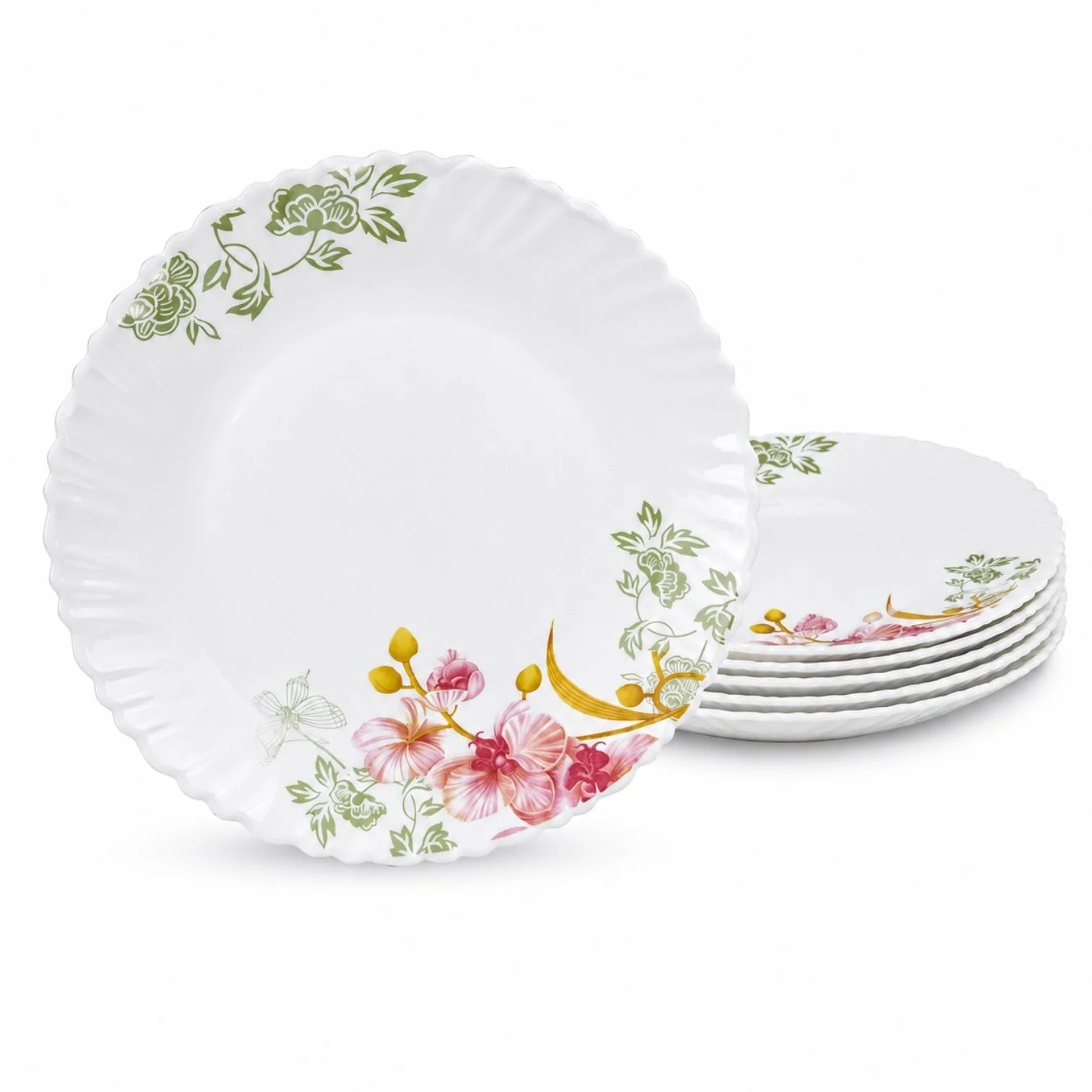Farfurie din Opal 6/set, Model Floral 24cm Engros