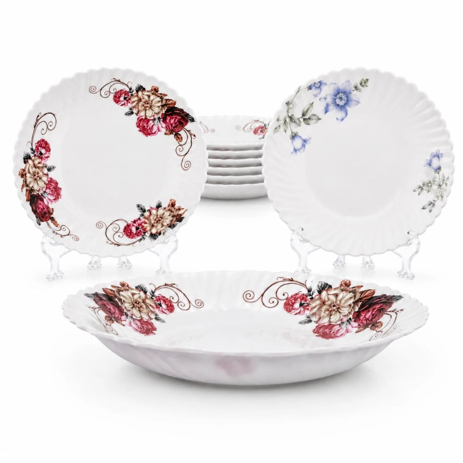 Farfurie Adâncă 6/set, din Opal, 21.5cm, Diferite Modele Florale Engros