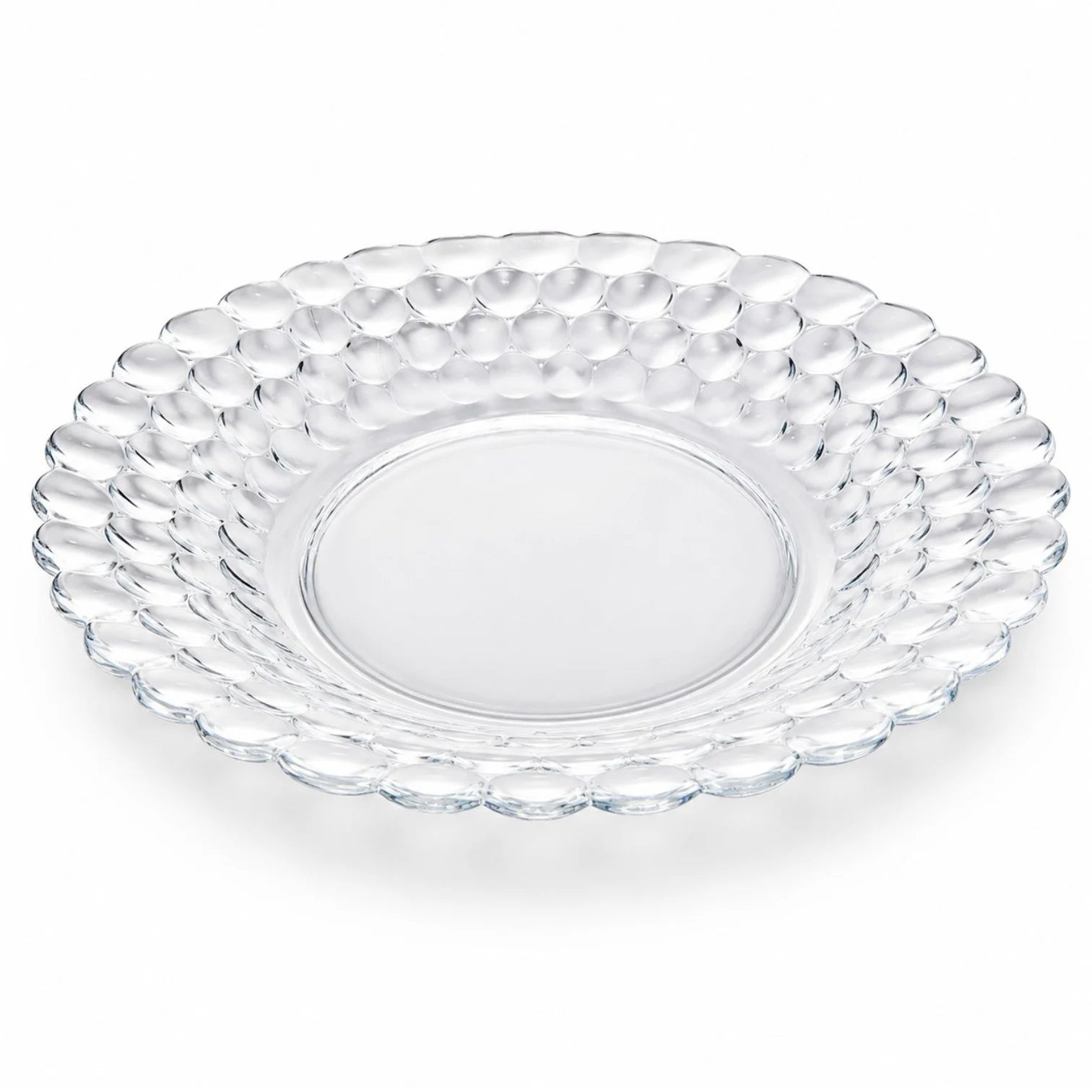 Farfurie Adâncă 12/set, din Sticlă 22cm, Model Solzi, Transparentă Engros
