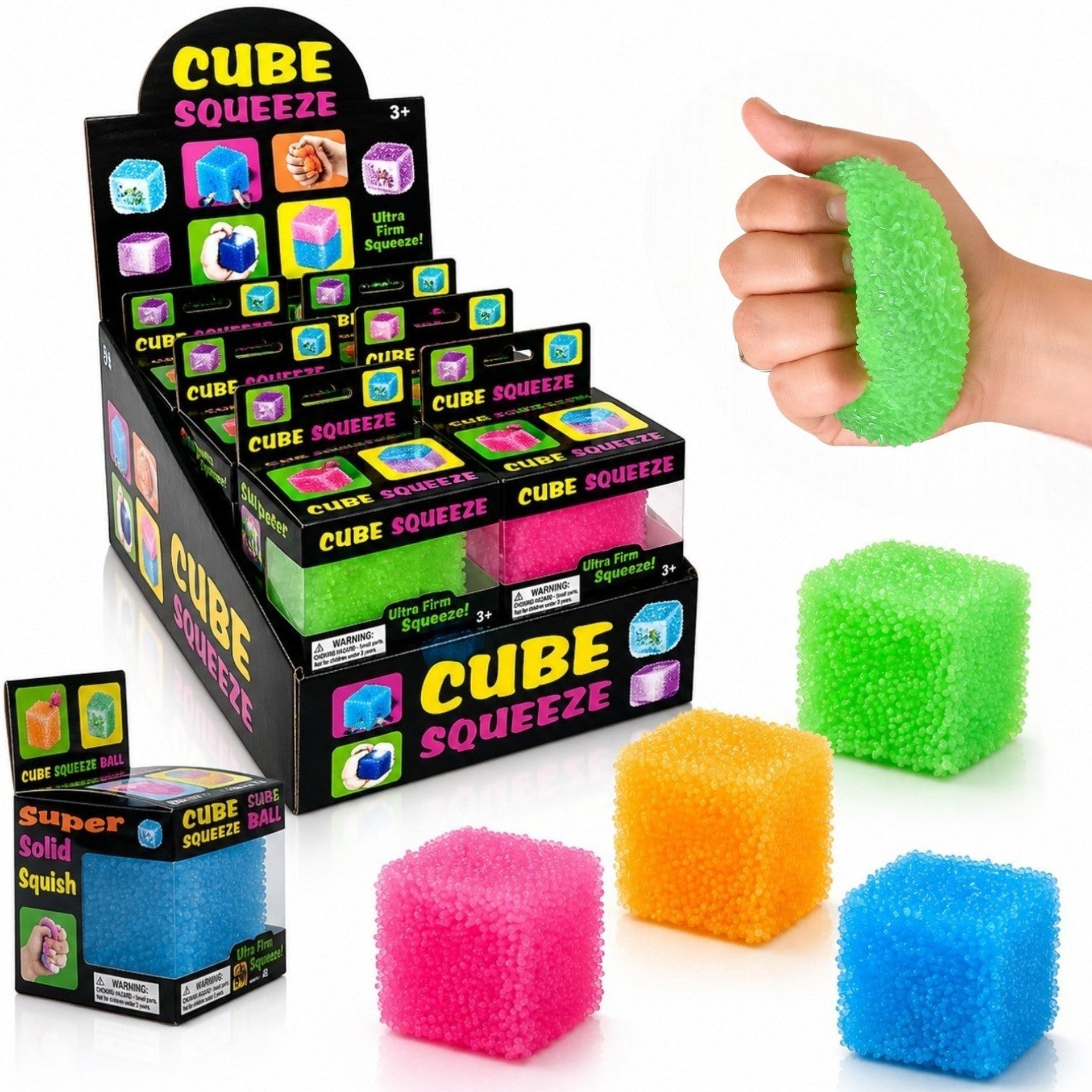 Cub Antistres 12/set, Nice Cube 5x5cm, Jucărie Senzorială Squishy din Gel Elastic, cu Textură Crystal Stretch & Squeeze Engros
