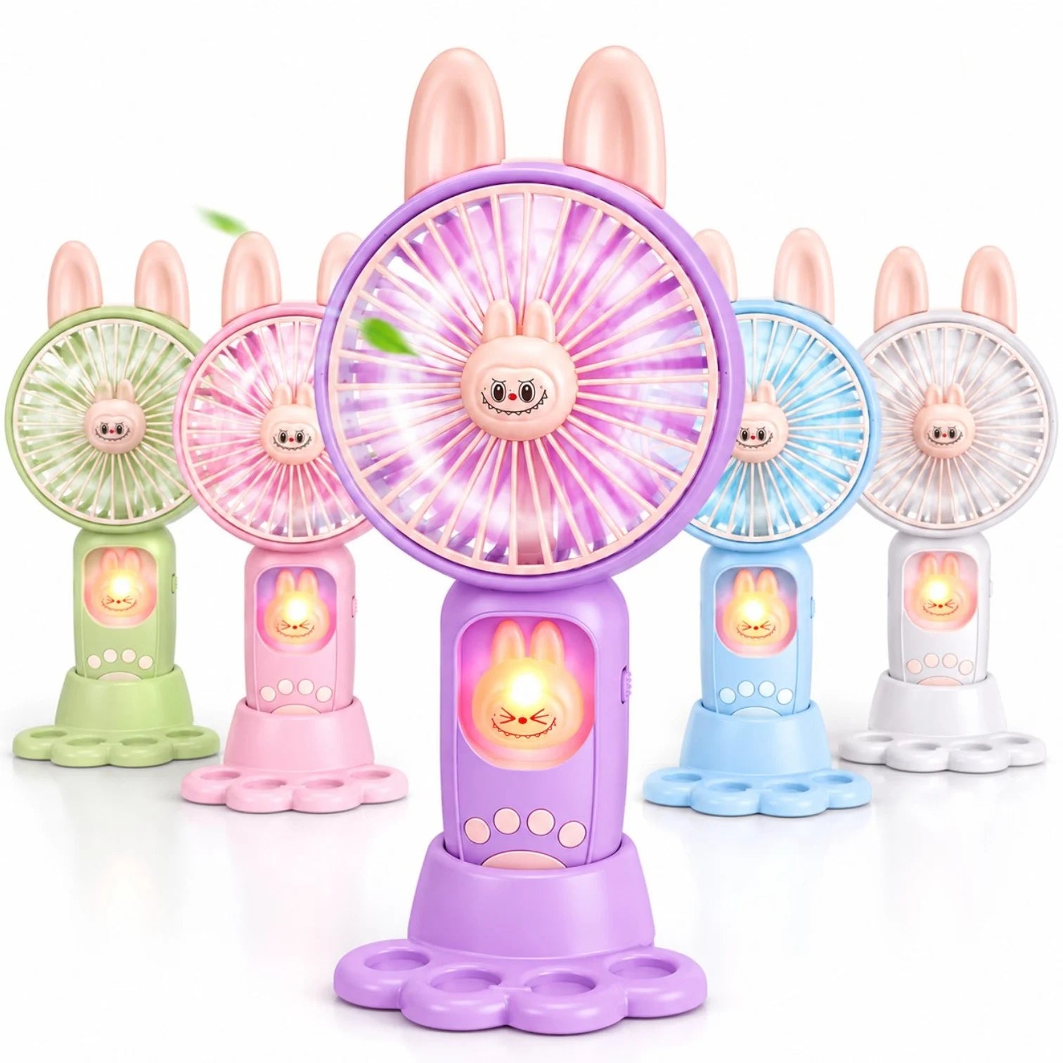 Ventilator Portabil 21.5cm, cu LED, Model cu Figurina, Reincarcabil USB, Diferite Culori Engros