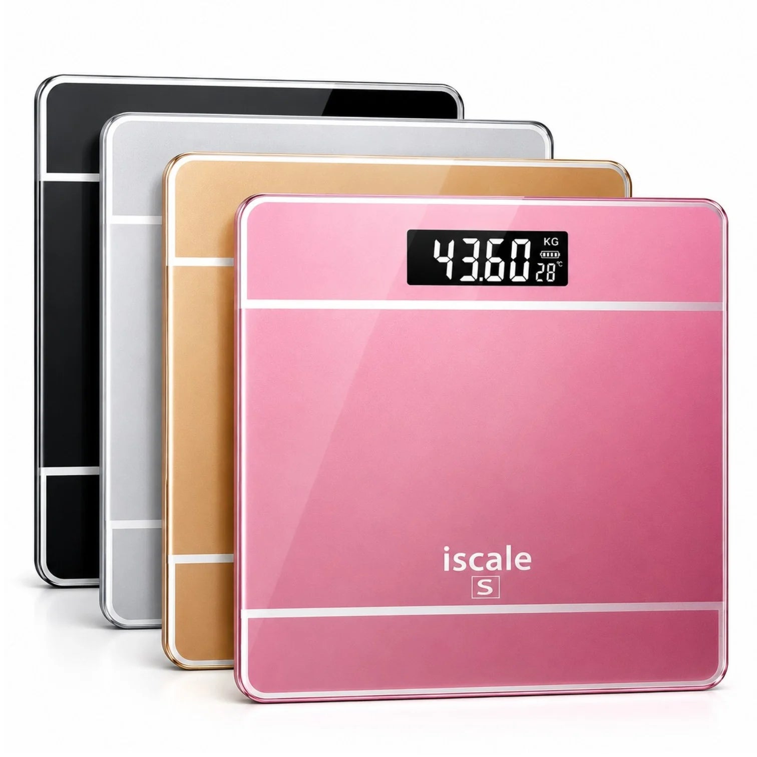 Cântar Electronic de Baie 26x26cm, Afișaj LCD, Capacitate 180kg, 2 Baterii Incluse, Diferite Culori Engros