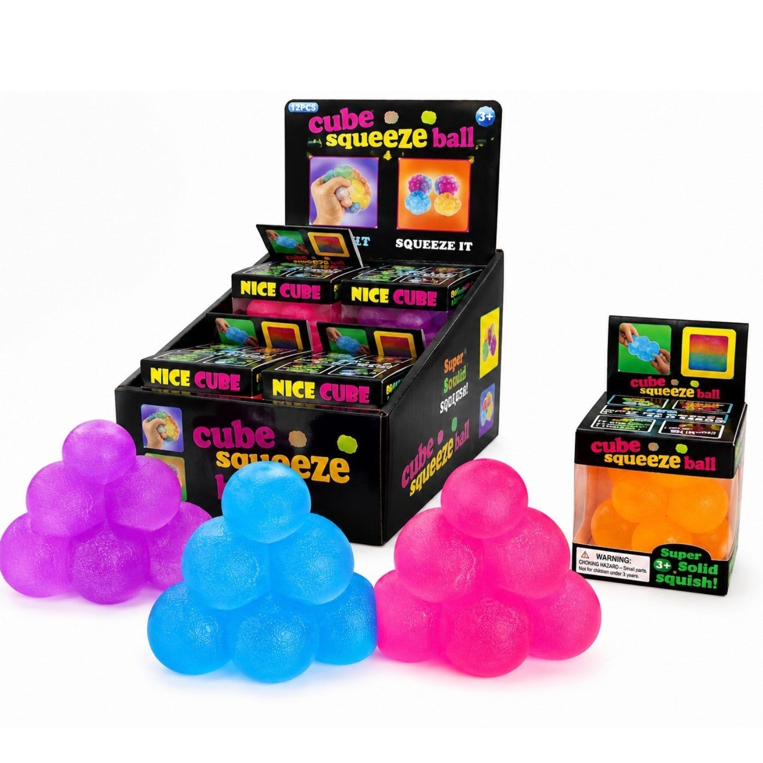 Jucărie Squishy 12/set, Model Triangular Cube Maltose 7x7cm, Model Pyramid Bubble, Anti-Stres, Diferite Culori Engros