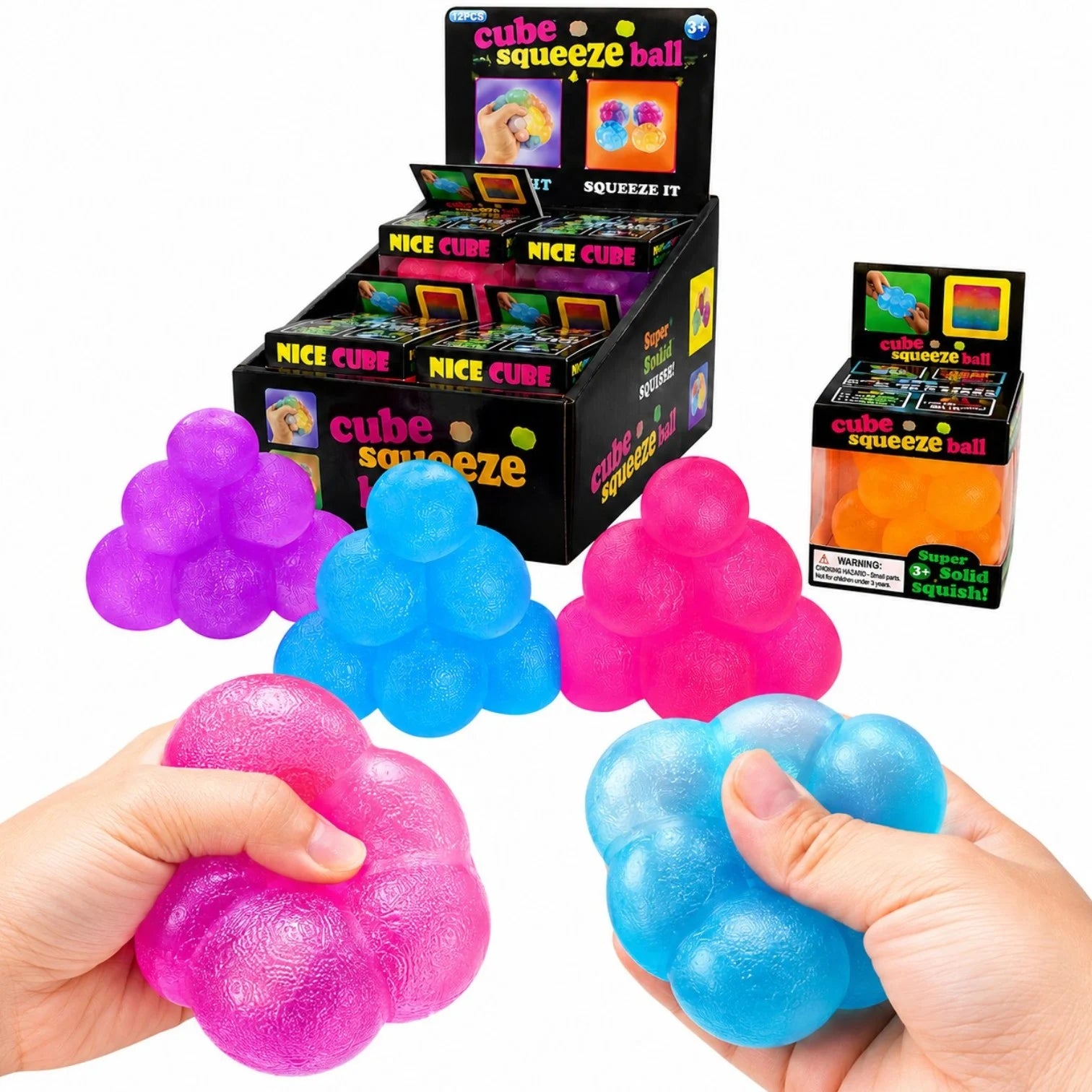 Jucărie Squishy 12/set, Model Triangular Cube Maltose 7x7cm, Model Pyramid Bubble, Anti-Stres, Diferite Culori Engros