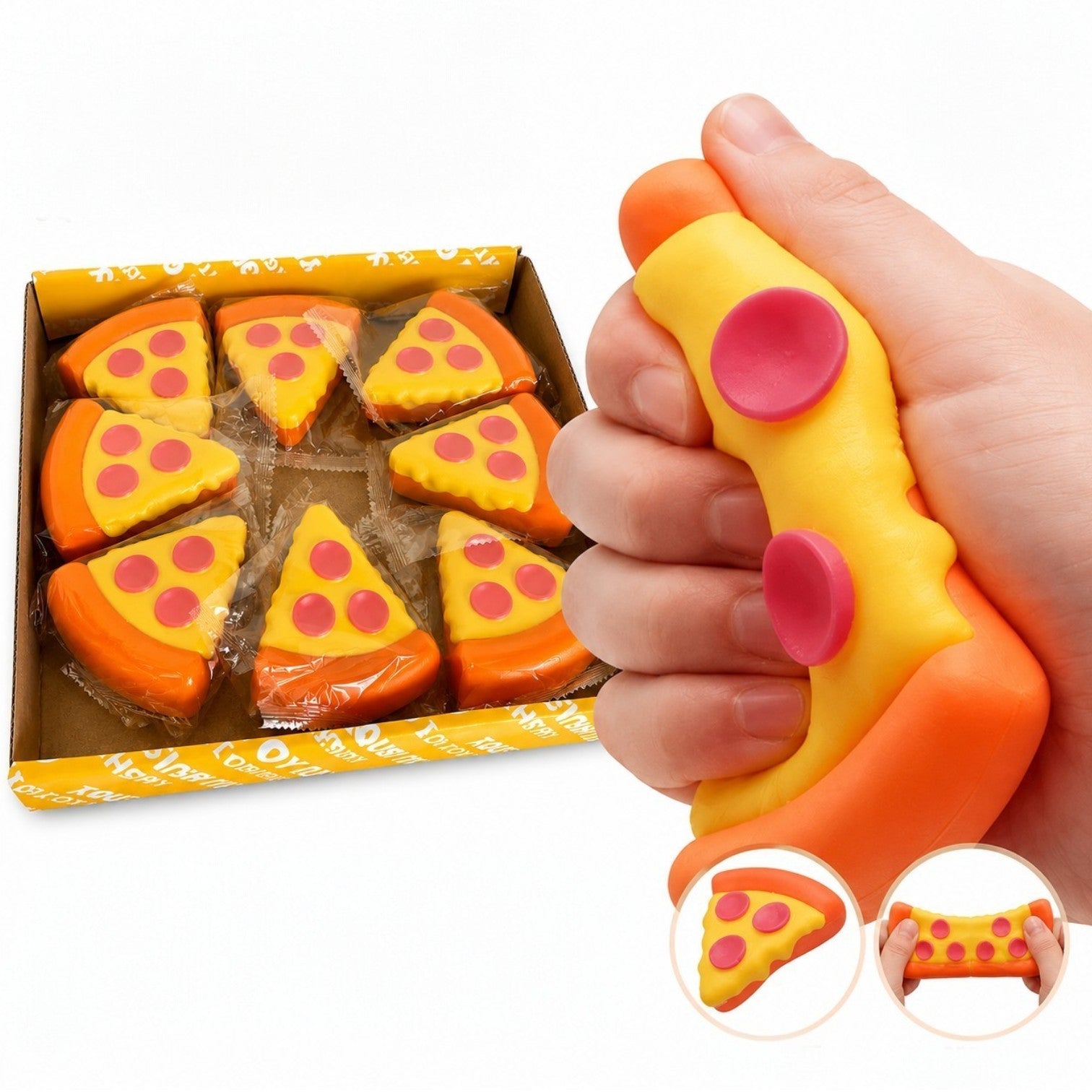 Jucărie Squishy Pizza 8 Felii/set, Anti-Stres 9x7cm Slow Rising, Model Pizza Slice Engros