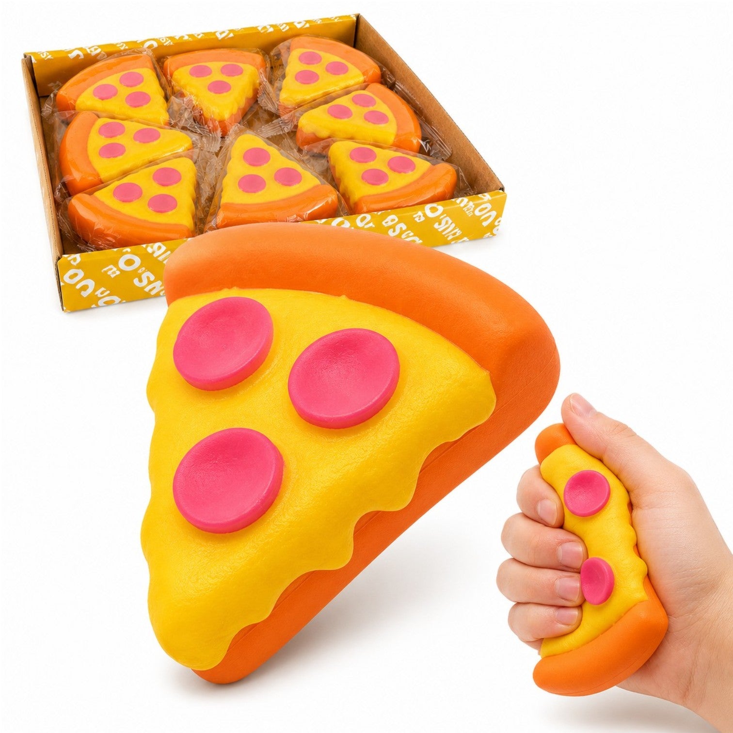 Jucărie Squishy Pizza 8 Felii/set, Anti-Stres 9x7cm Slow Rising, Model Pizza Slice Engros