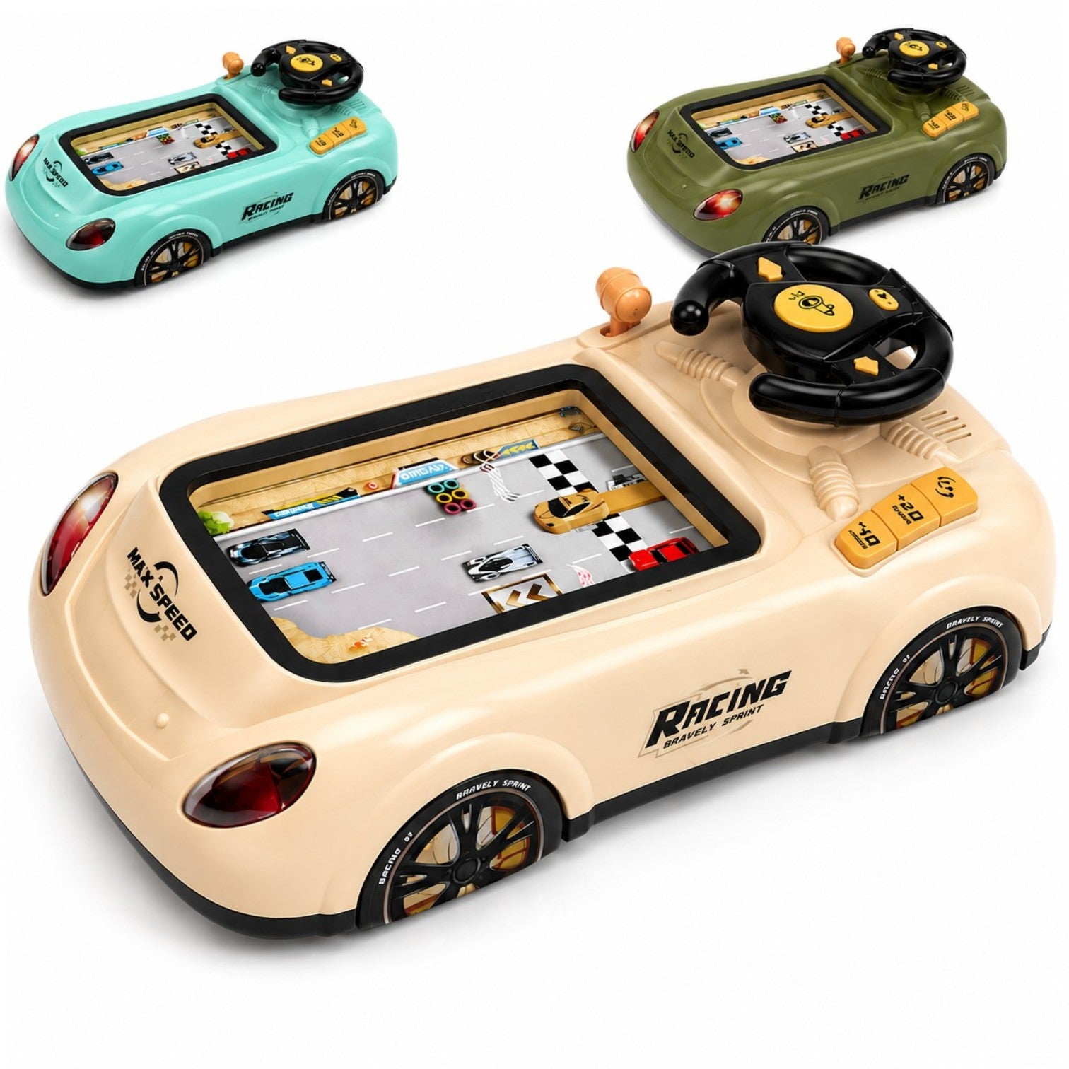 Joc de Curse Auto Racing Adventure 43x23x14cm, cu Volan, Lumini și Sunete, Evitare Obstacole, Diferite Culori Engros