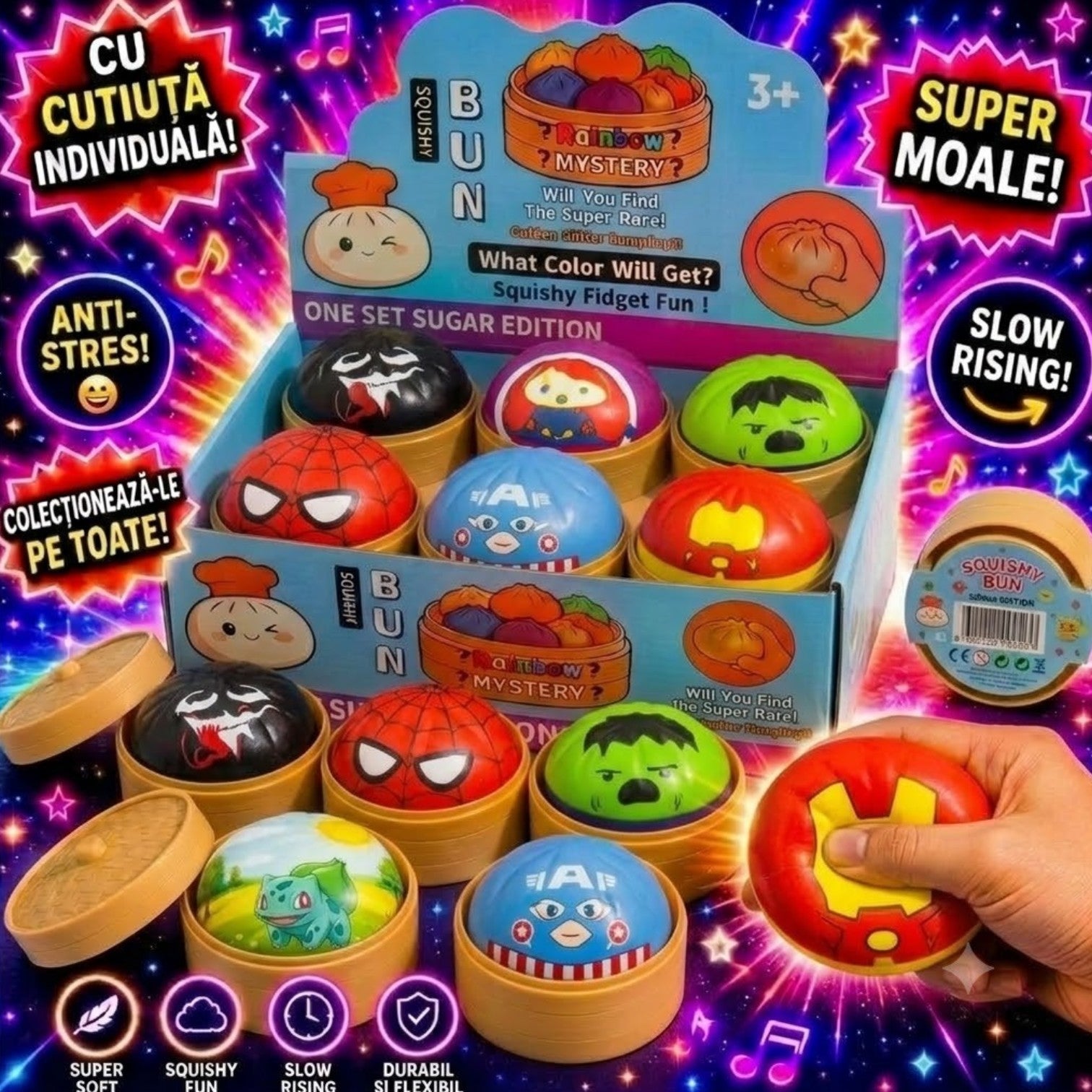 Jucărie Squishy Dumpling 9cm, în Cutie Plastic, Antistres, Model Creaturi Magice Engros