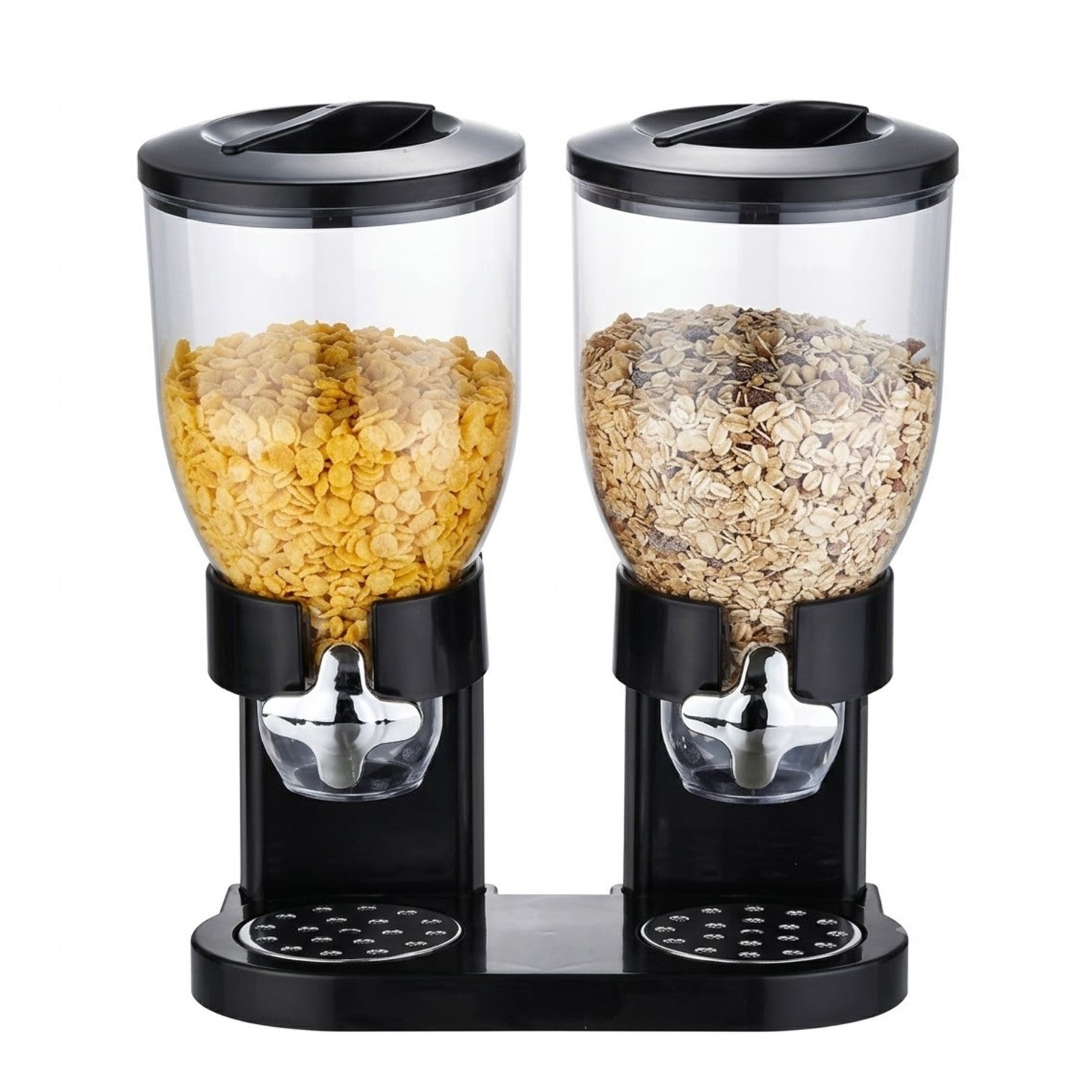 Dispenser Dublu 2L pentru Cereale, 35×19cm, cu Dozare prin Rotație și Capace Engros