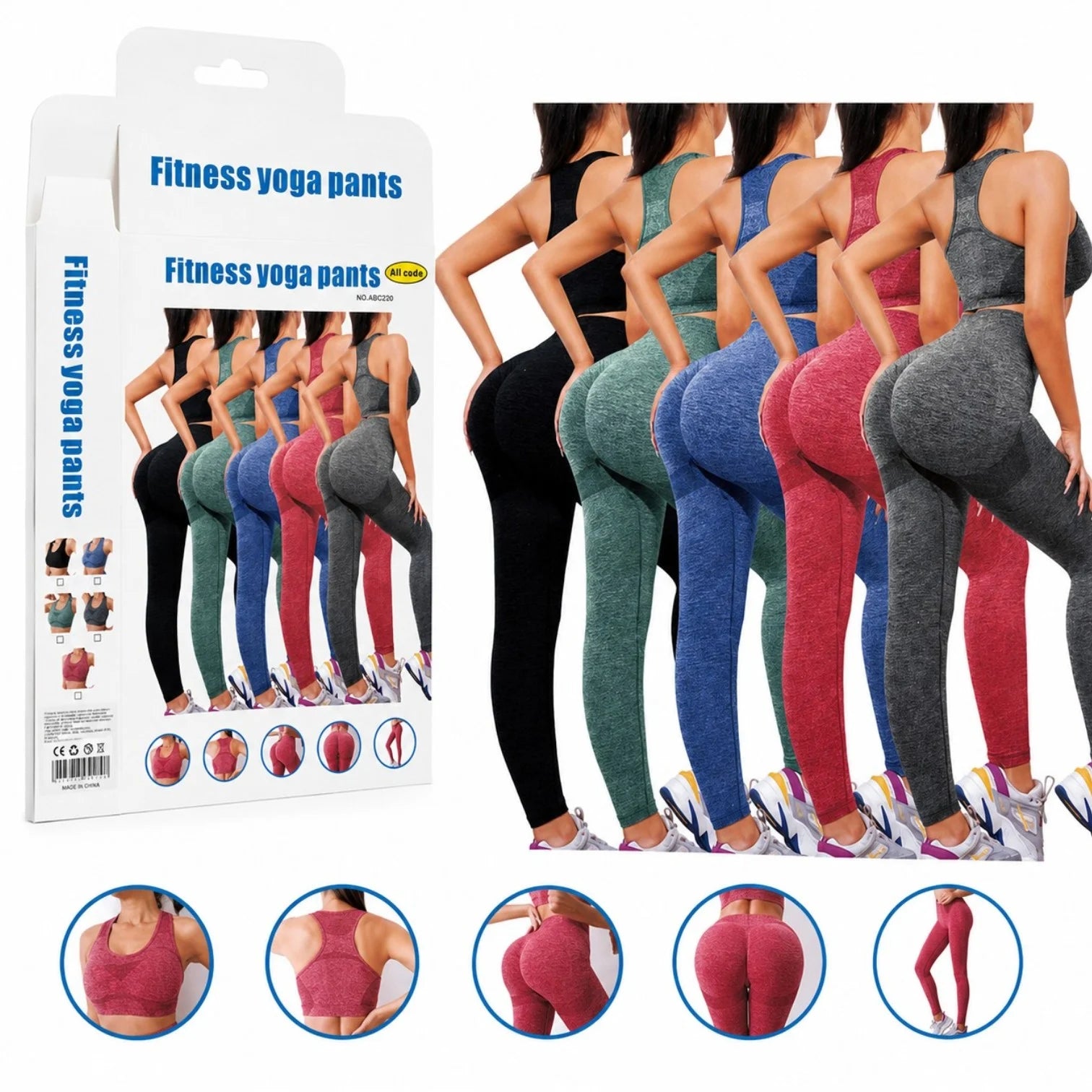 Compleu Sport Damă One Size, Talie Înaltă, Diferite Culori Engros