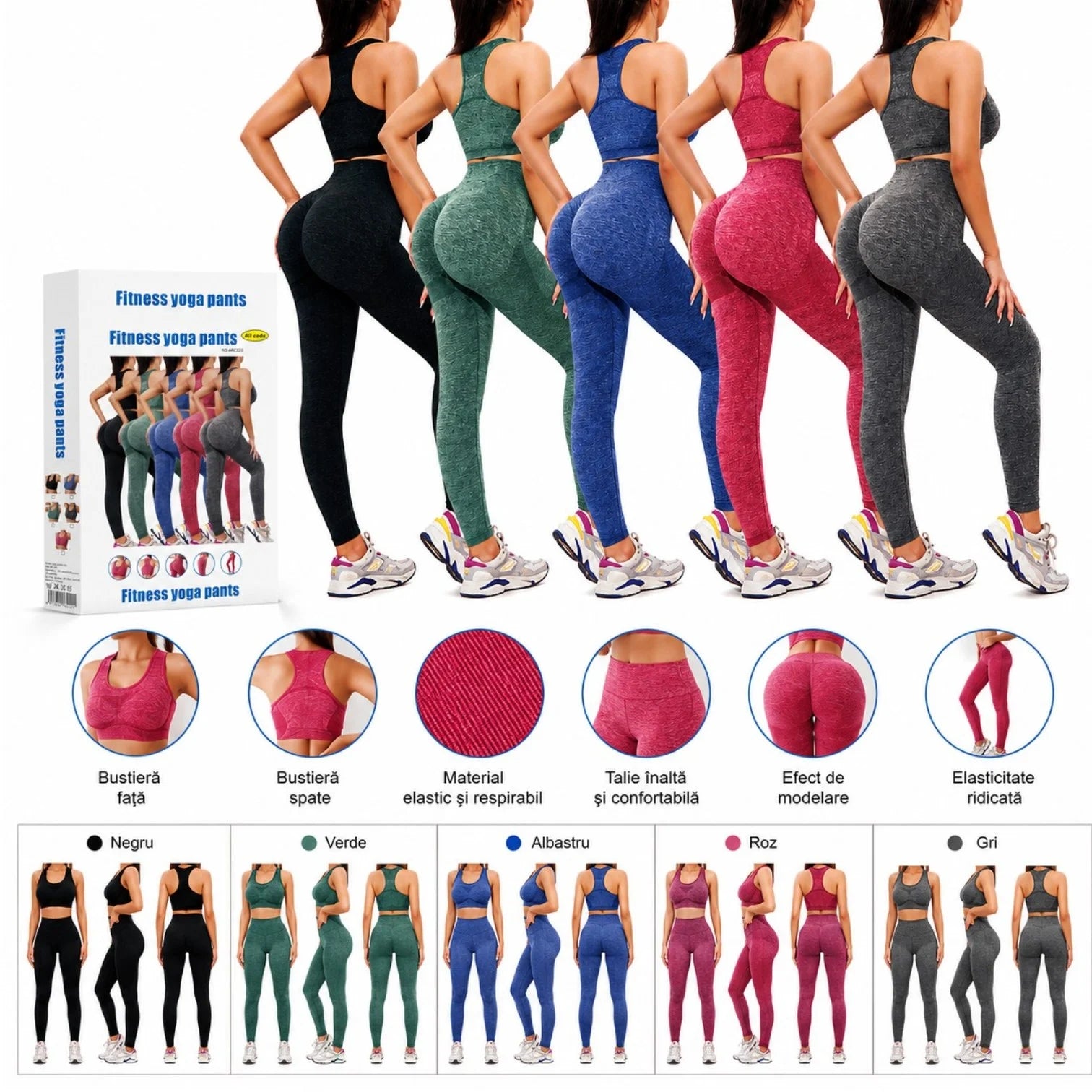 Compleu Sport Damă One Size, Talie Înaltă, Diferite Culori Engros